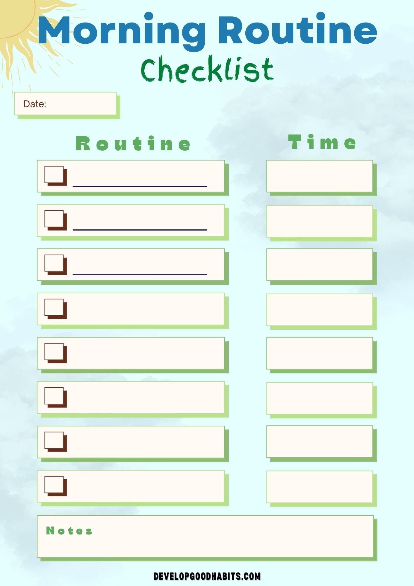 Morning Routine Free Printable