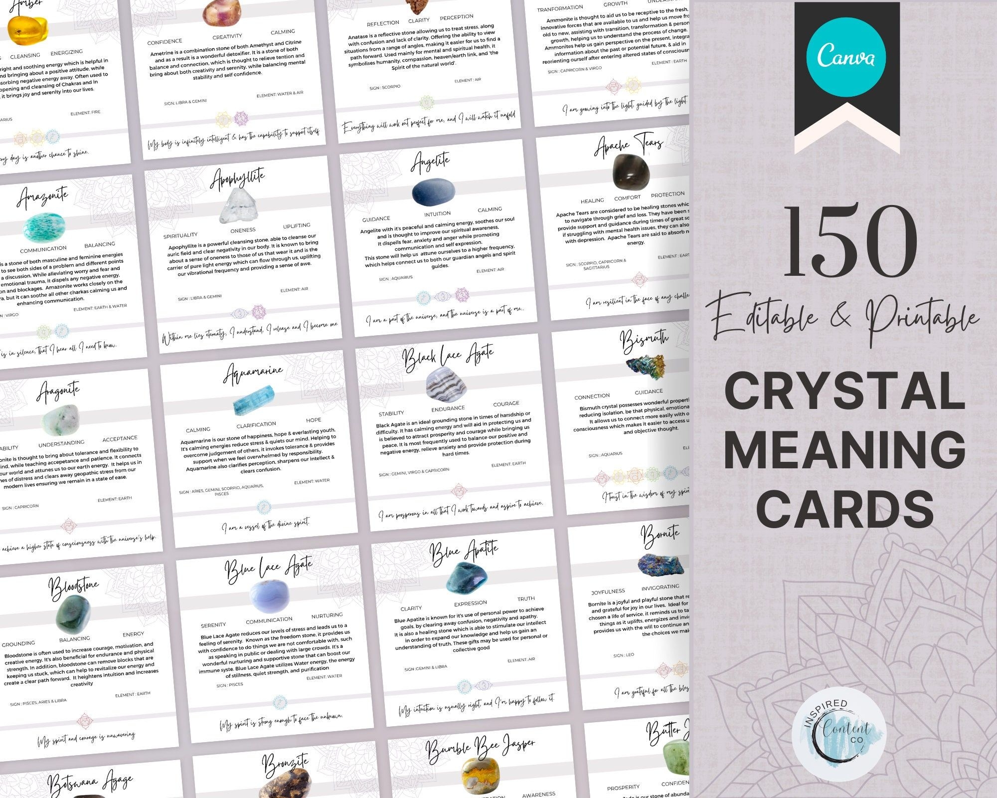150 Printable Crystal Meaning Cards Instant Download Crystal Cards Editable Gemstone Cards Crystal Reference Card Deck Crystal Meanings Etsy