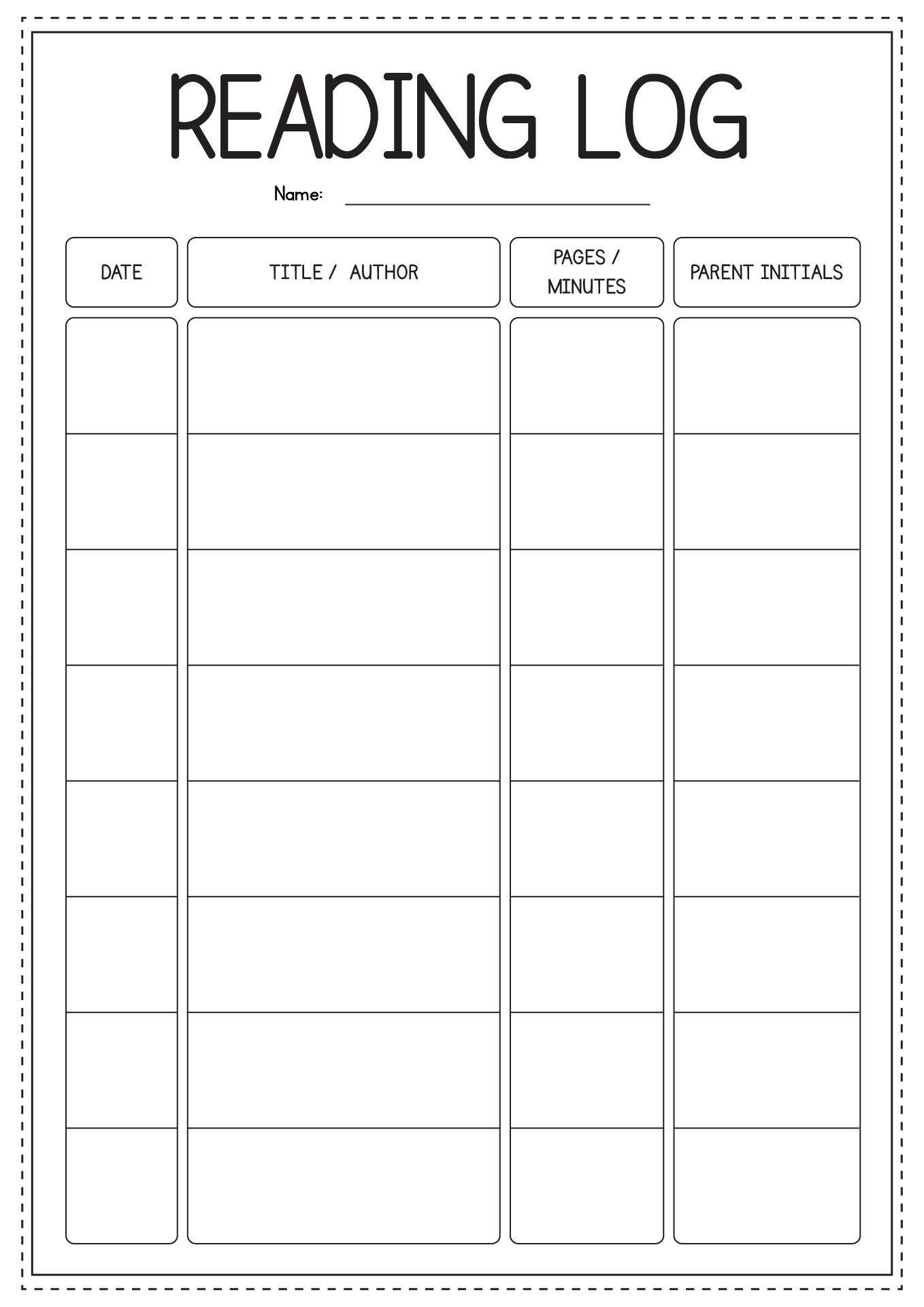 Free Printable Elementary Reading Logs