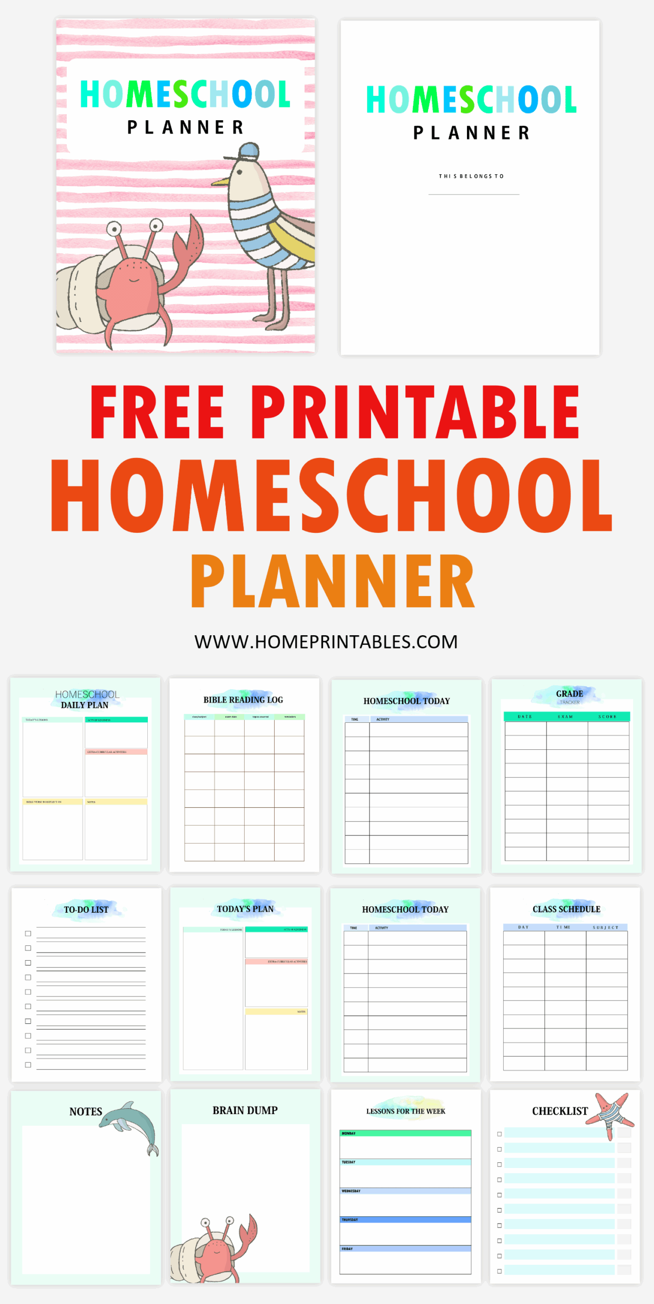 20 Homeschool Planner FREE Printables For Instant Download 