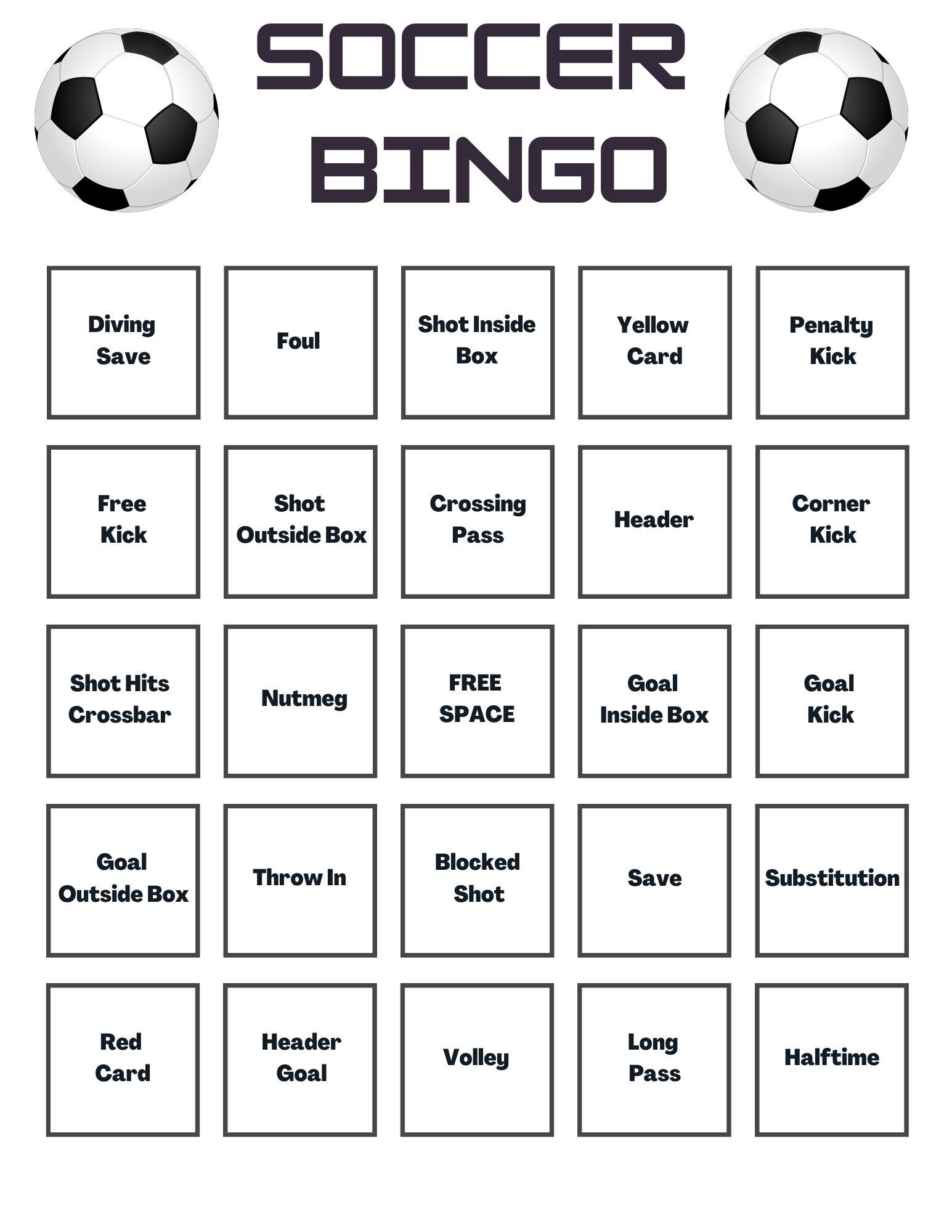 Free Football Bingo Cards Printable