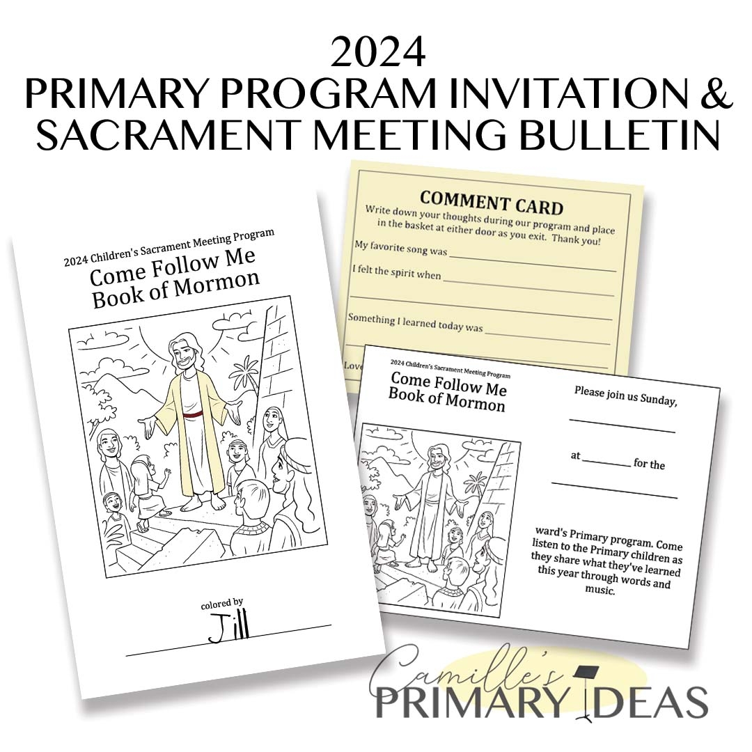 2024 Primary Program Invitation Sacrament Meeting Bulletin Camille s Primary Ideas