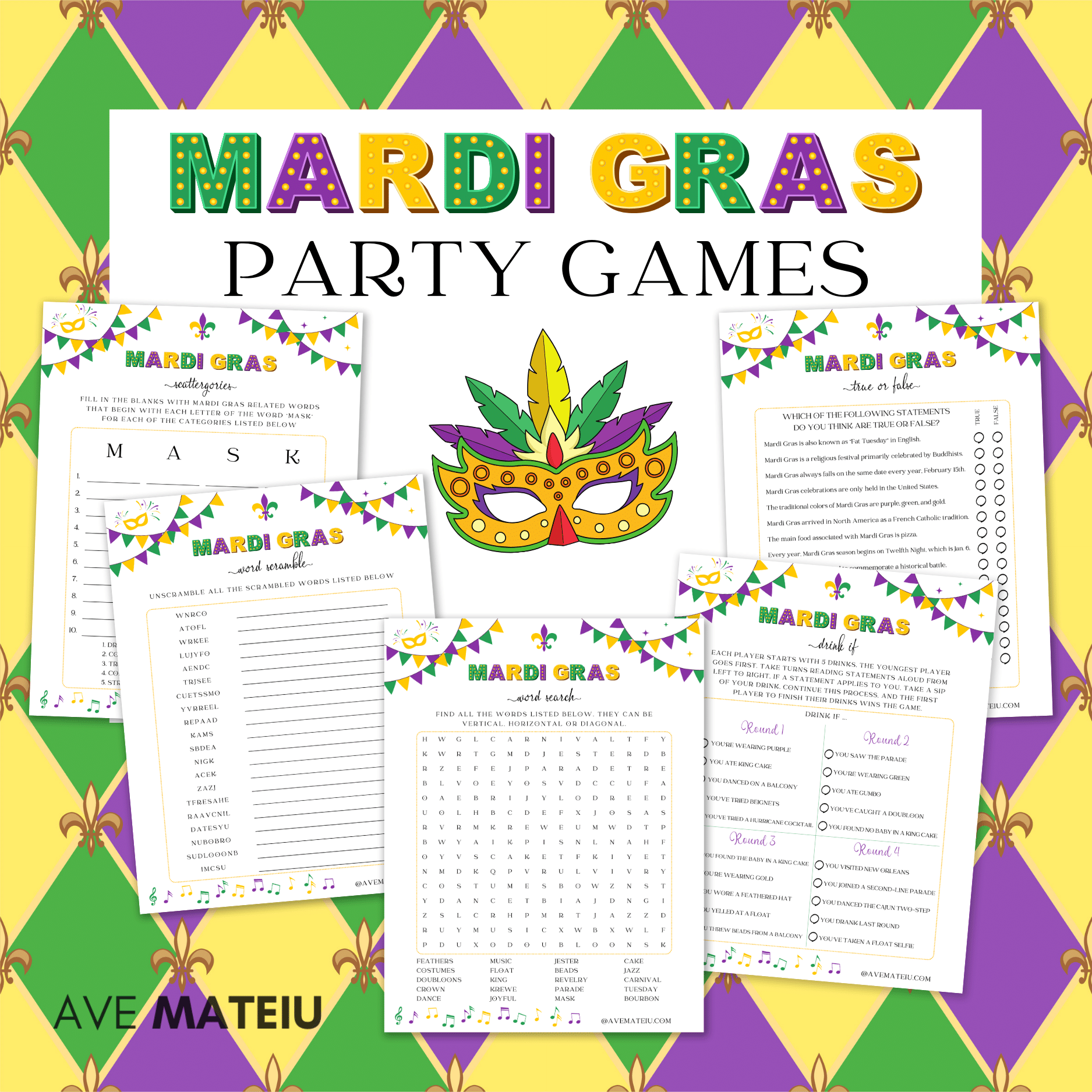 23 Printable Mardi Gras Party Games And Activities Ave Mateiu
