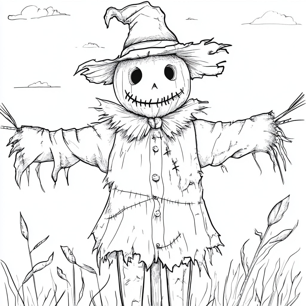 31 Scarecrow Coloring Pages Fall Fun