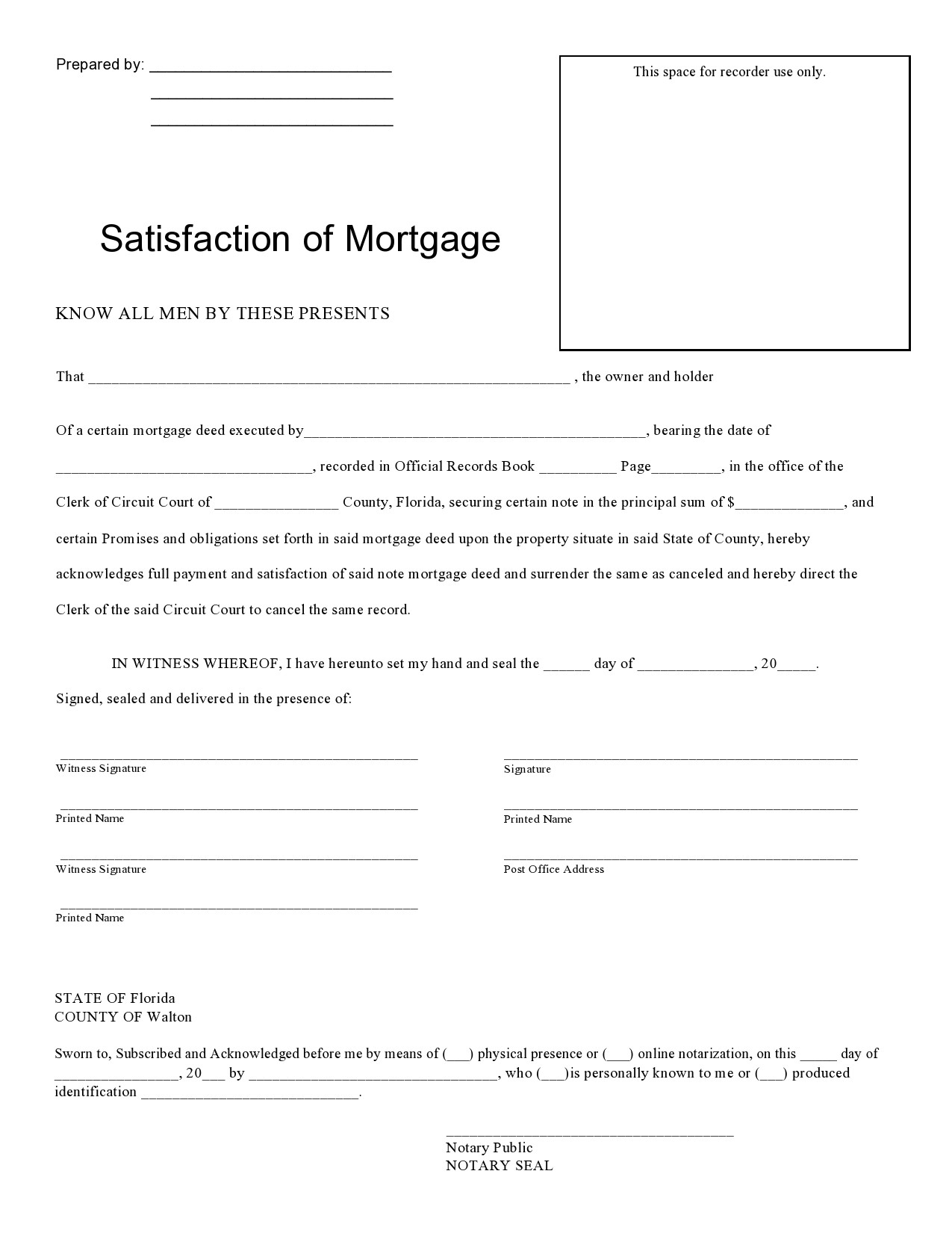 39 Free Satisfactions Of Mortgage Forms Letters 