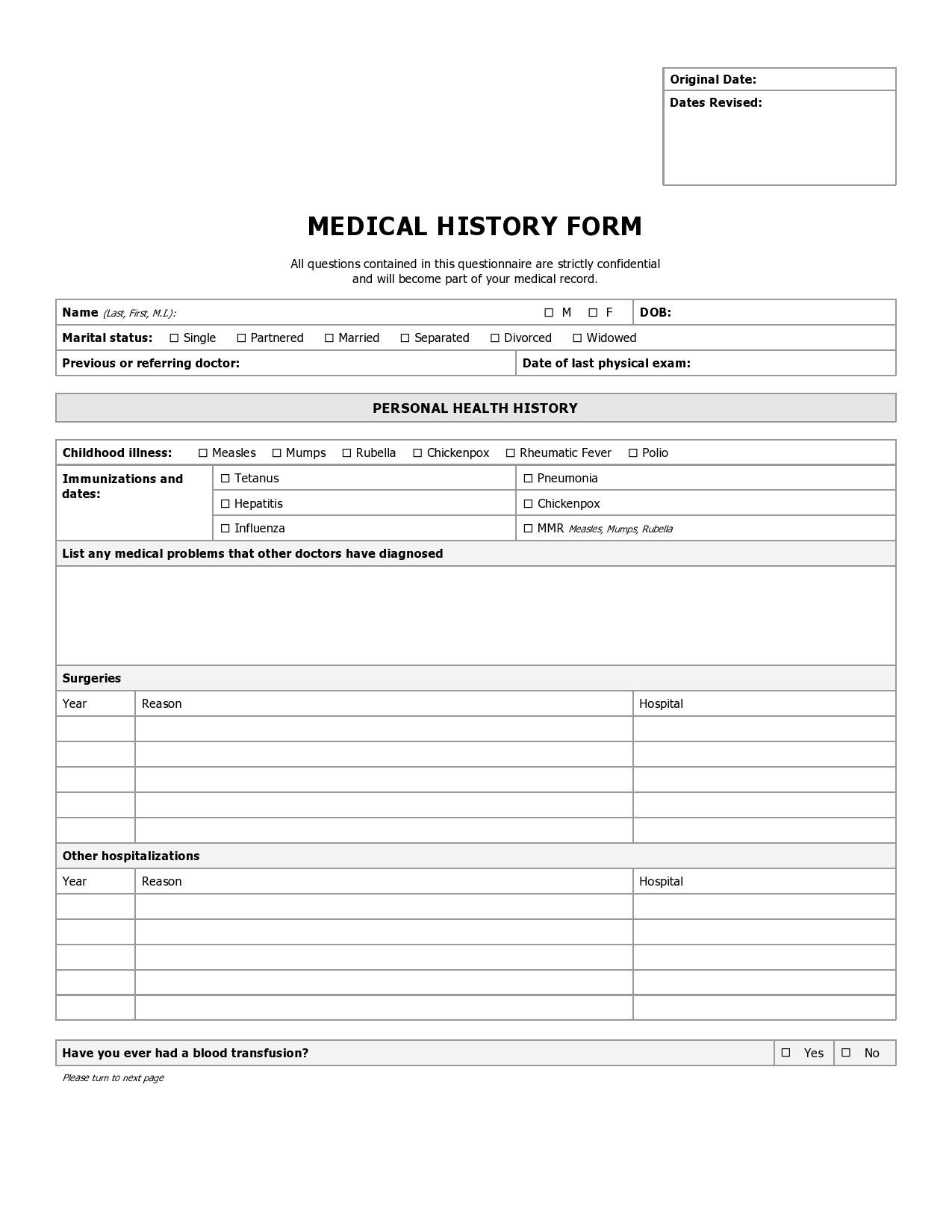 Free Printable New Patient Forms