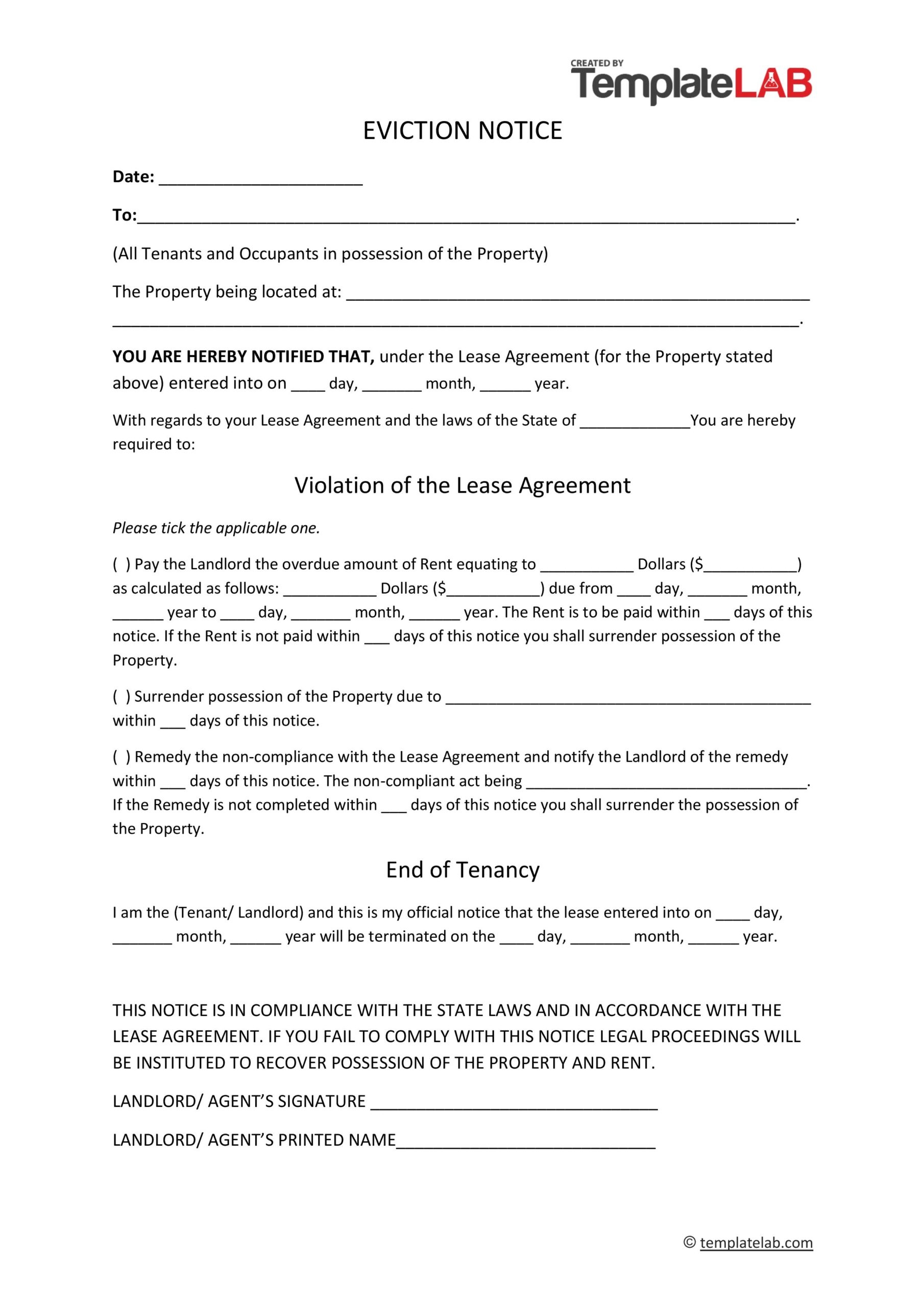 Free Printable Eviction Notice Oklahoma