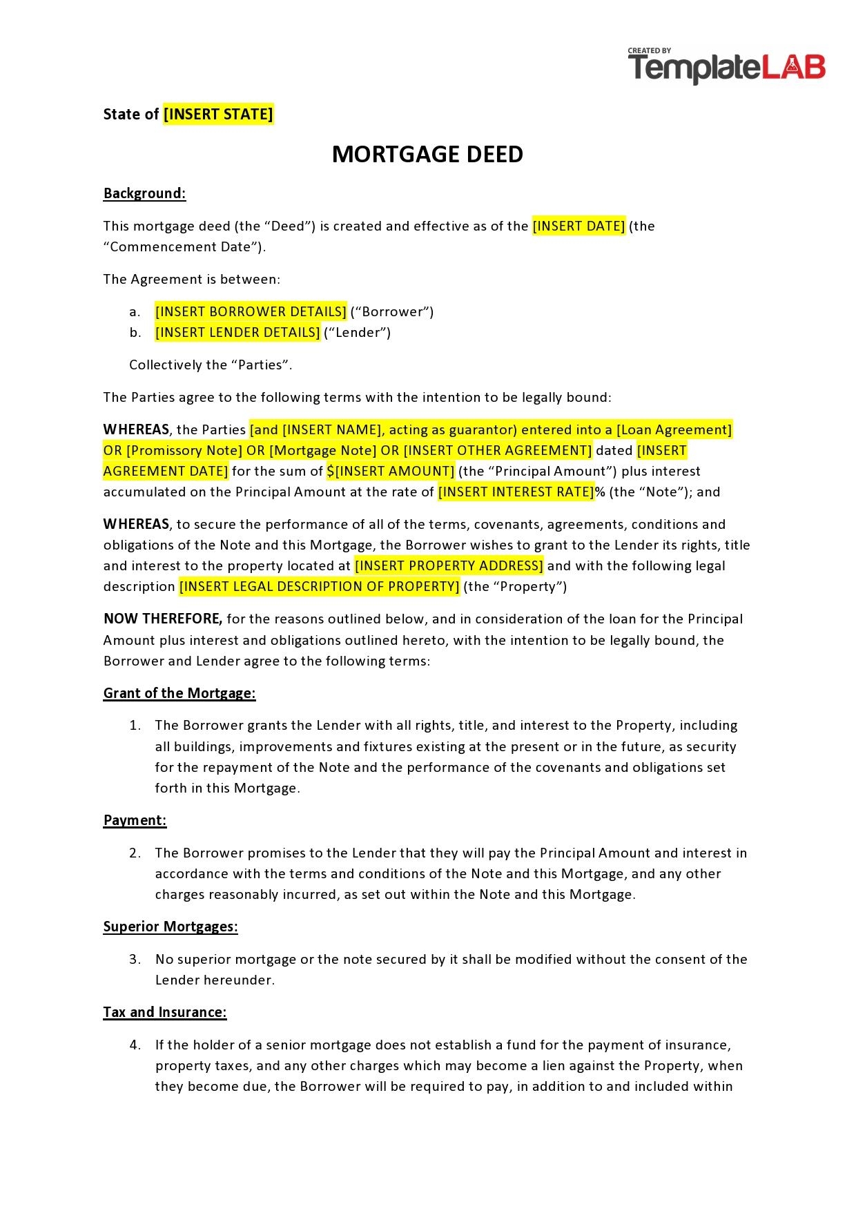 46 Great Mortgage Deed Mortgage Agreement Samples Free 