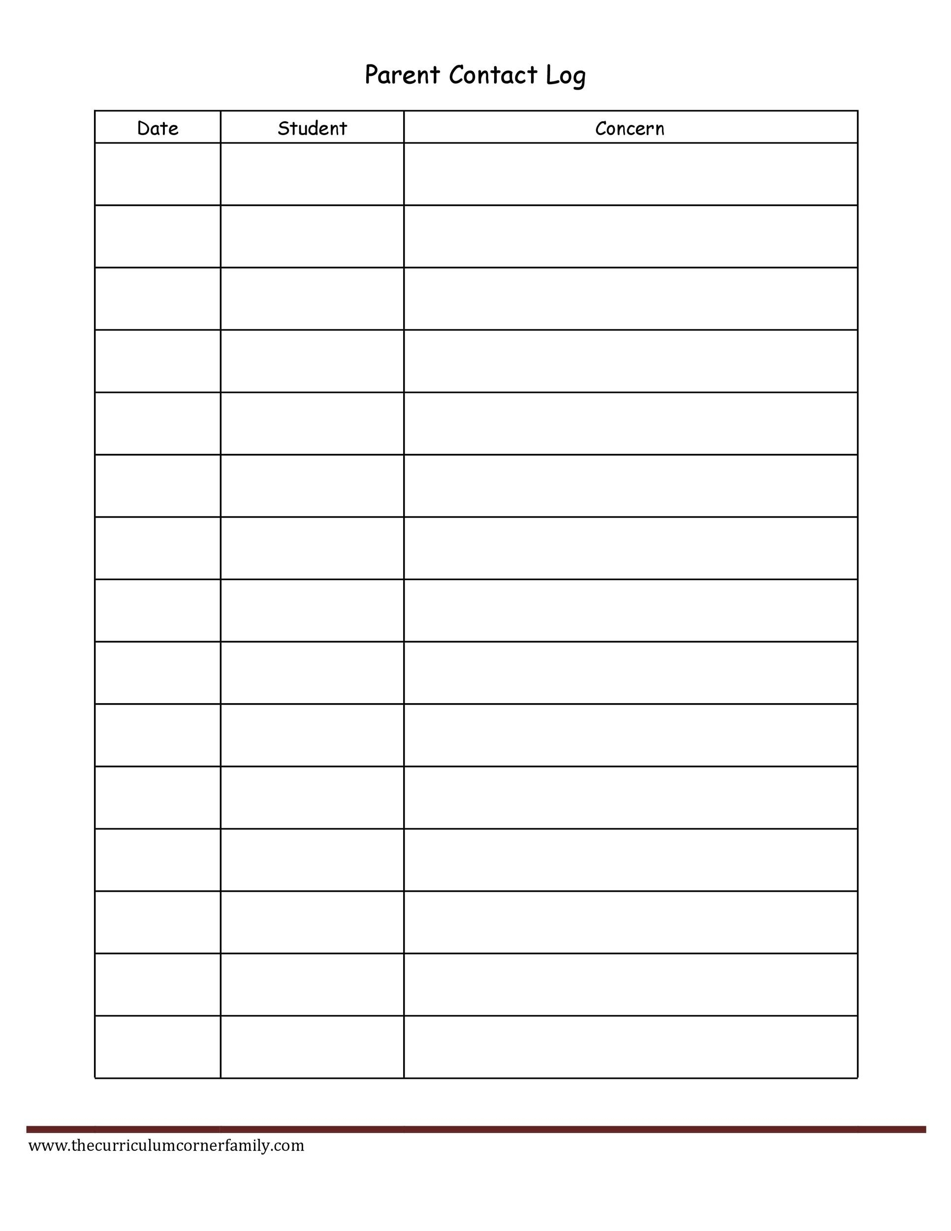 50 Editable Parent Contact Logs Doc Excel PDF 