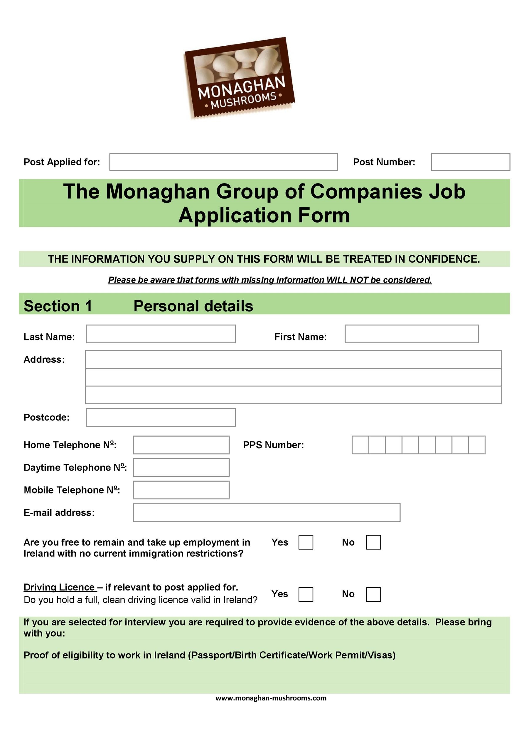 Free Printable Passport Application Form