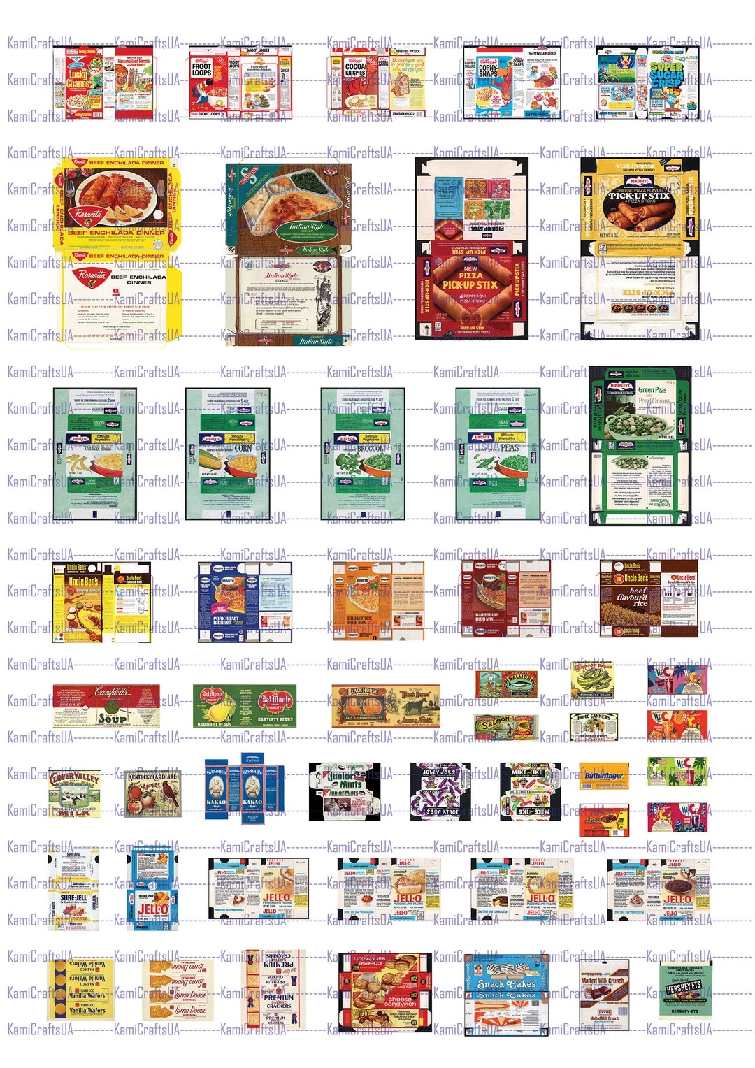 50 Printable Miniature Vintage Food Packaging 1950 1970 Years For Miniature Dollhouse 1 12 Scale DIY Miniature Food Digital File Etsy