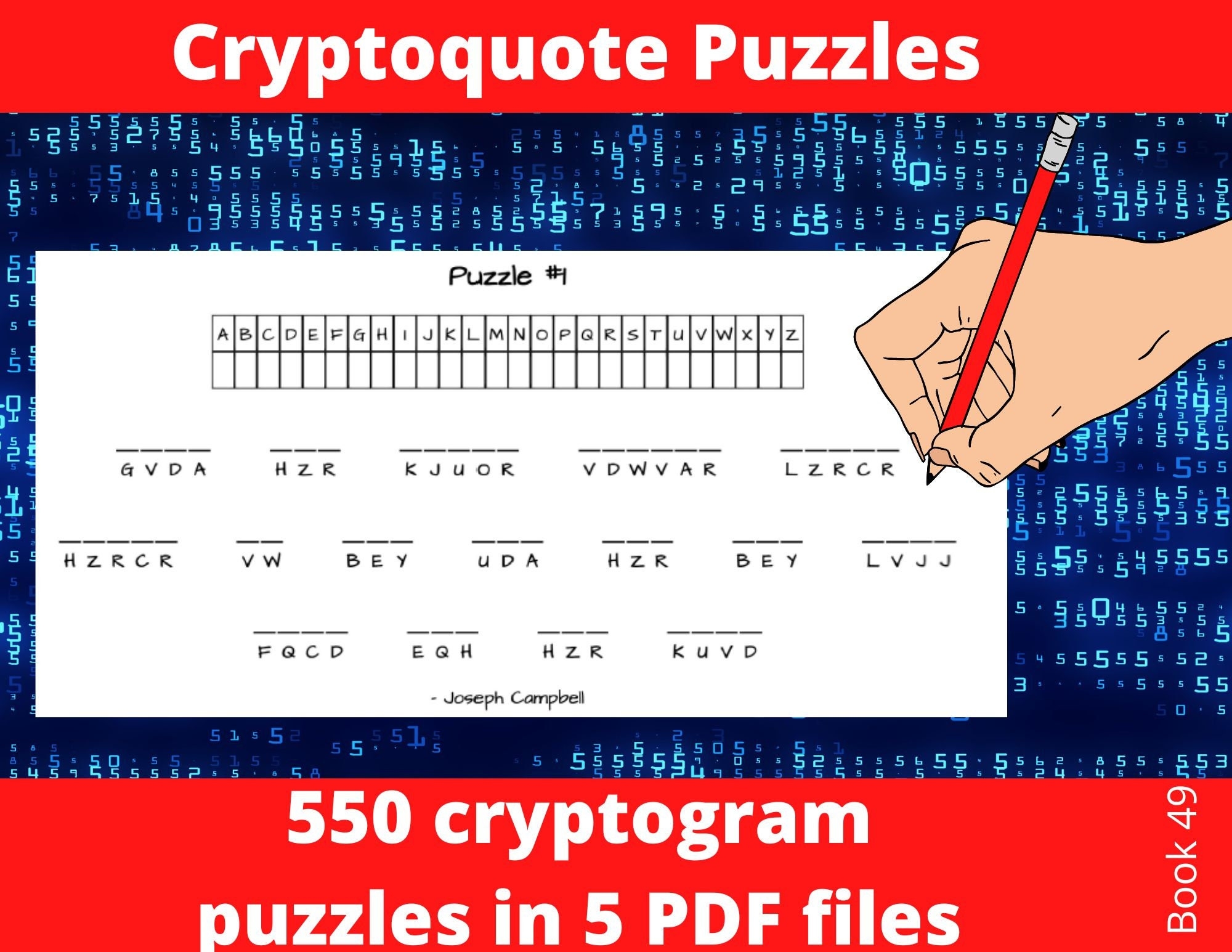 550 Cryptoquote Puzzles In Printable Pdfs Adult Activiy Book With Cryptogram Puzzles Instant Download Etsy