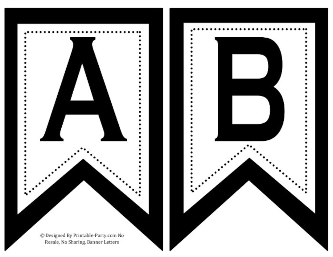 5x8 Inch Swallowtail Black Printable Banner Letters Etsy