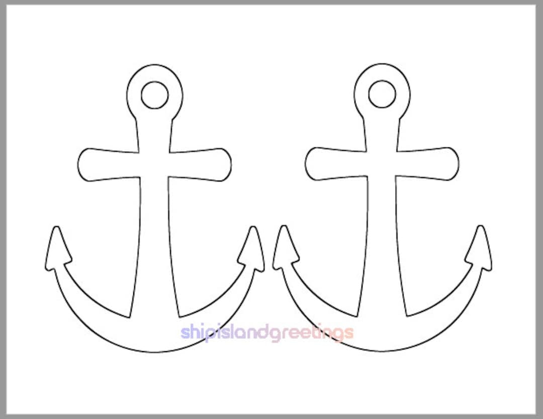 6 Inch Printable Anchor Template beach Theme Cutout nautical Template beach Wedding Decor summer Kids Crafts classroom Decor large Anchors Etsy