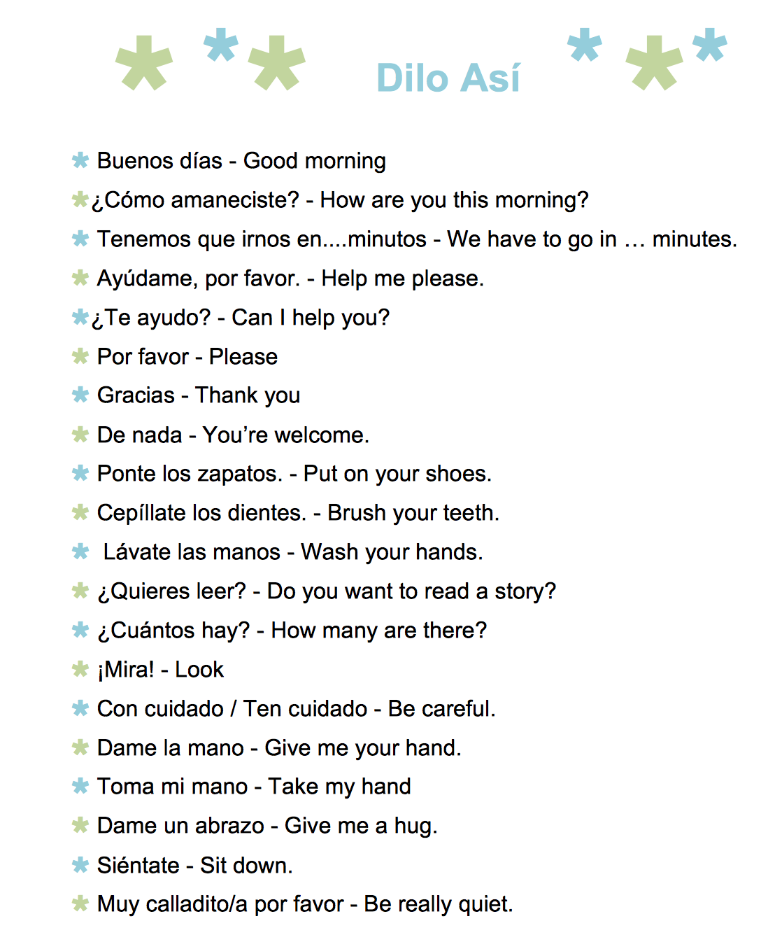 61 Common Spanish Phrases To Use With Kids A Printable List Spanish Playground
