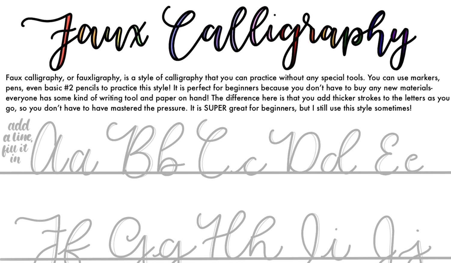 Beginner Free Printable Calligraphy Worksheets