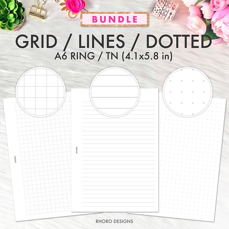 A6 Planner Insert Printable Grid Lines Dotted Grid Set Printable A6 Ring TN Planner Insert VDS Moterm A6 Insert Printable Grid Dotted Set PDF