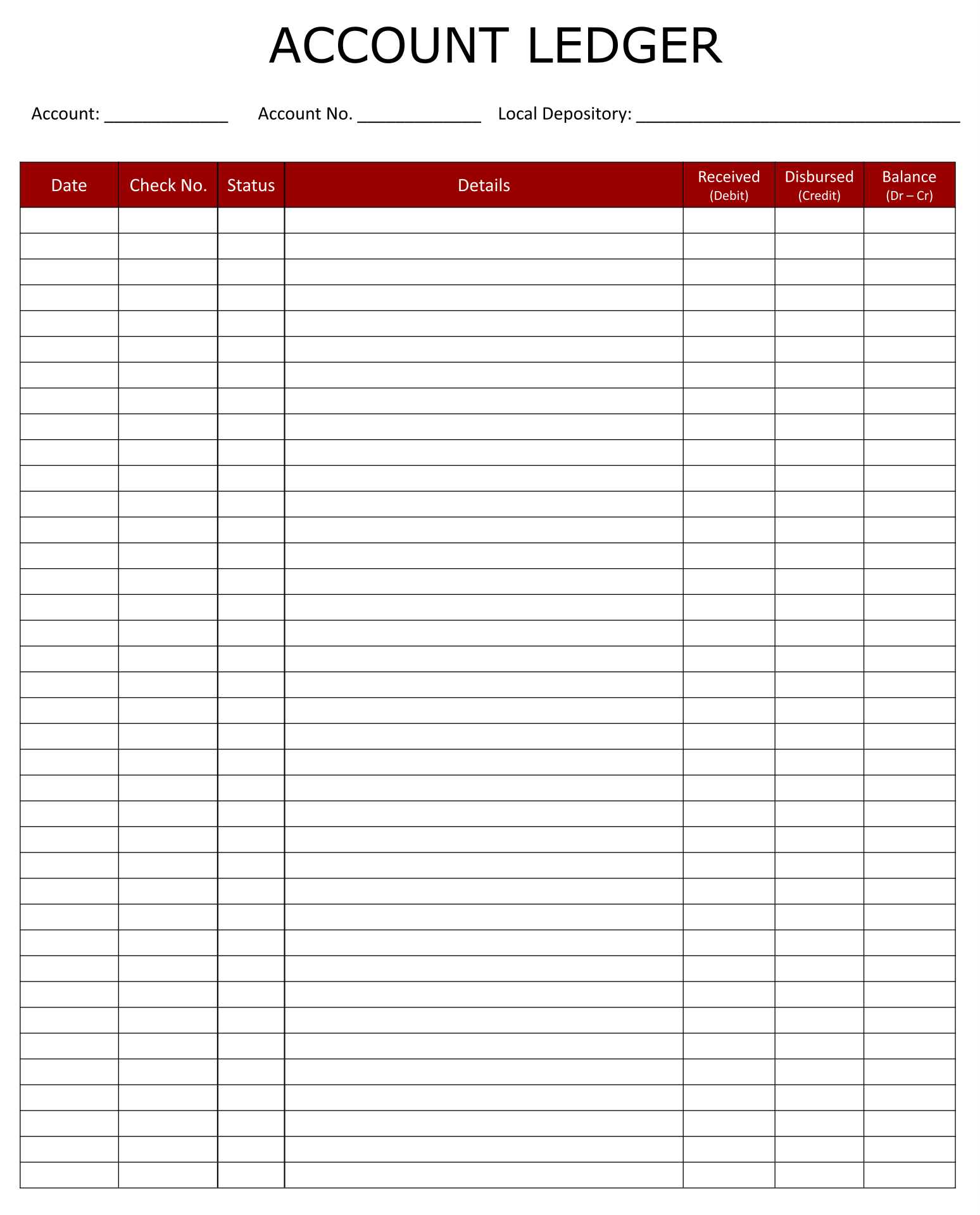 Free Printable Blank Ledger Forms