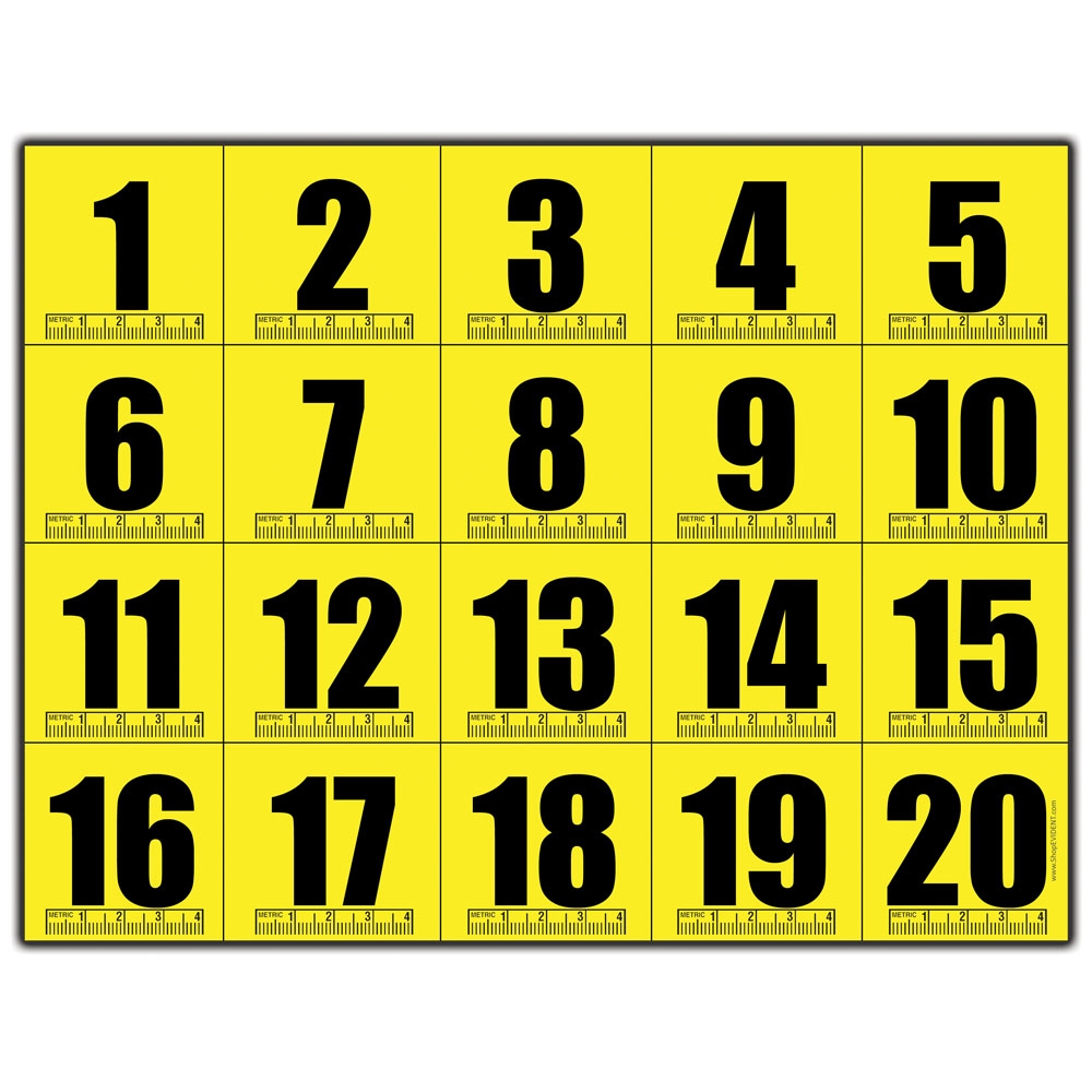 Adhesive Numbers Yellow EVIDENT