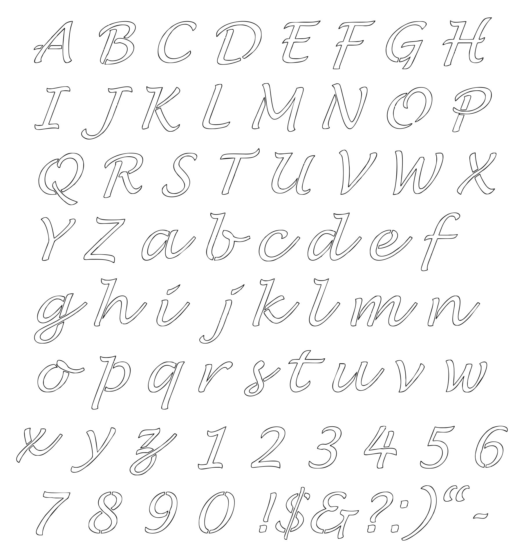 Alphabet Stencils Calligraphy Letters 10 Free PDF Printables Printablee