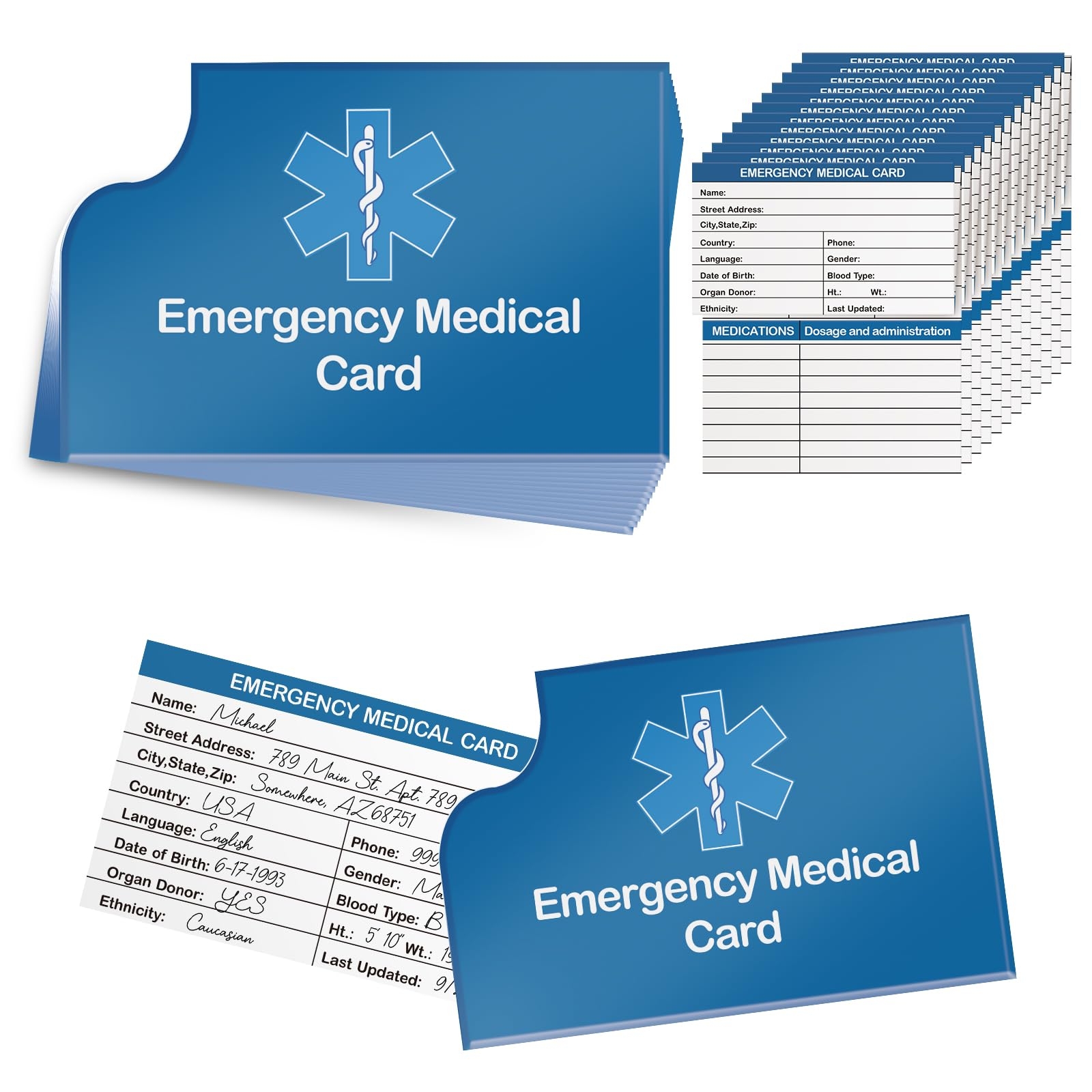 Amazon 12 Pack Red Medical Condition And Emergency Contact Id Wallet Card Emergency Medical Information Card Medical Alert Wallet Card Pocket Size Medication List And Medical Cards For Caretakers Blue Health