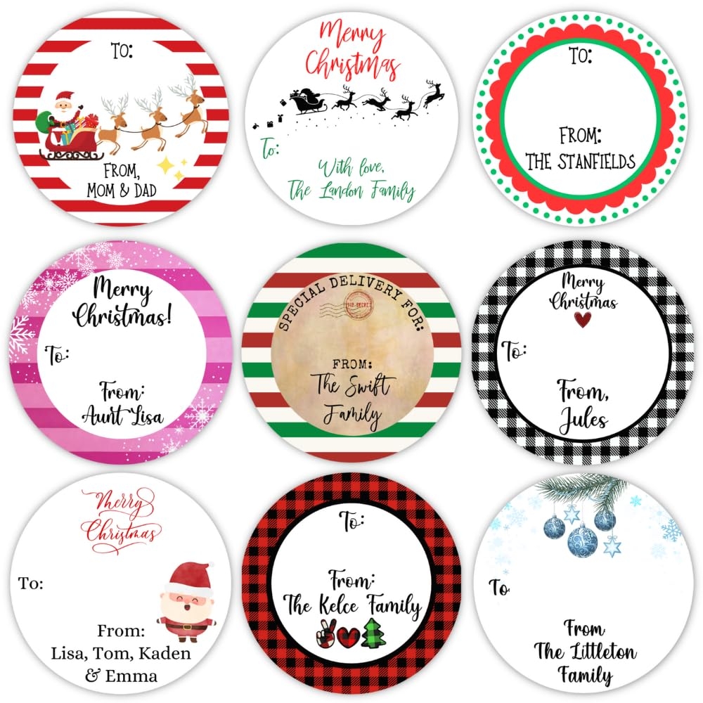 Amazon 40 Personalized Christmas Gift Stickers To And From Christmas Gift Labels Custom Holiday Tags Christmas Labels For Gifts Stickers Customized 2 Inch Round Circle Blue Pink Office Products