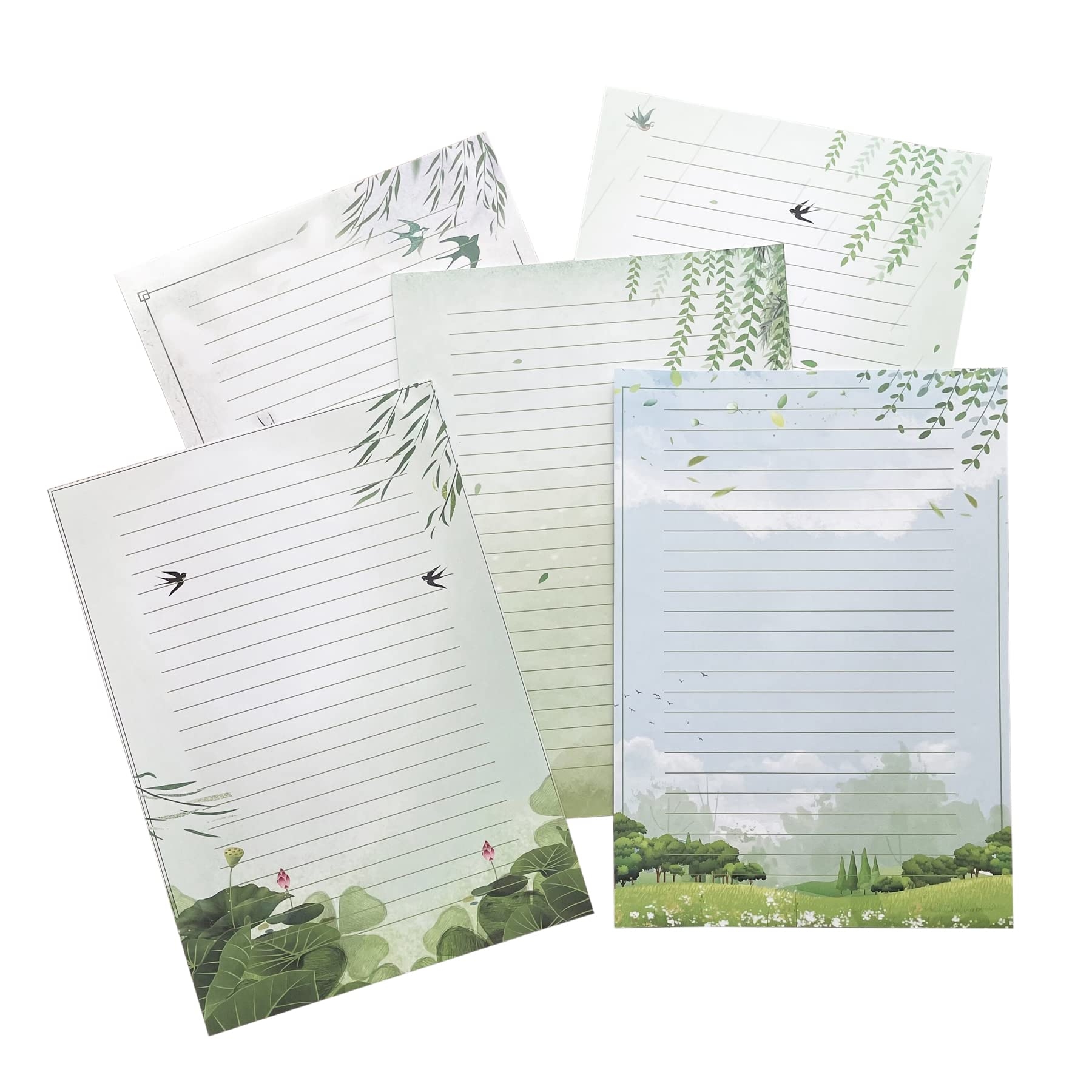 Amazon 50 Lined Writing Stationery Paper Colorful Pretty Designs For Writing Letter Notes Invitations Craft 5 Different Style 11 7 X 8 26 Office Products