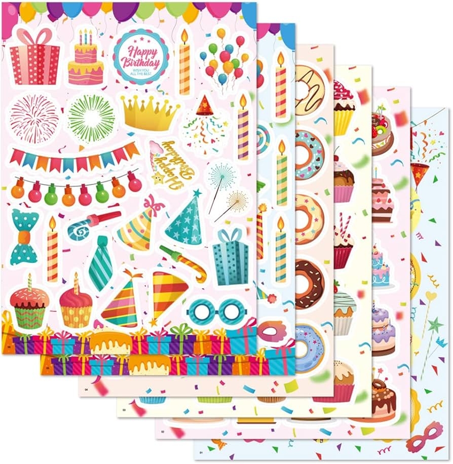 Amazon 6 Sheets Birthday Party Stickers 125Pcs Birthday Stickers Colorful Happy Birthday Stickers For Kids Cake Birthday Stickers For Planner Party Stickers For Party Home Classroom Decoration Office Products