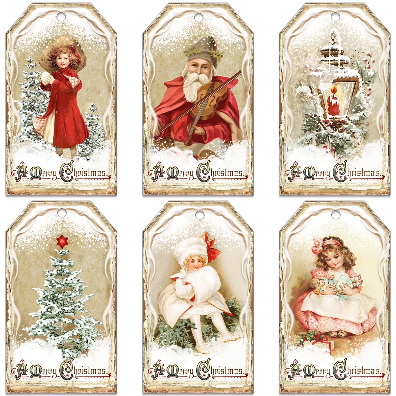 Amazon 60 Vintage Christmas Tags Merry Christmas Gift Tags Retro Xmas Paper Tags With String Christmas Journal Planner Tags Party Supplies Health Household