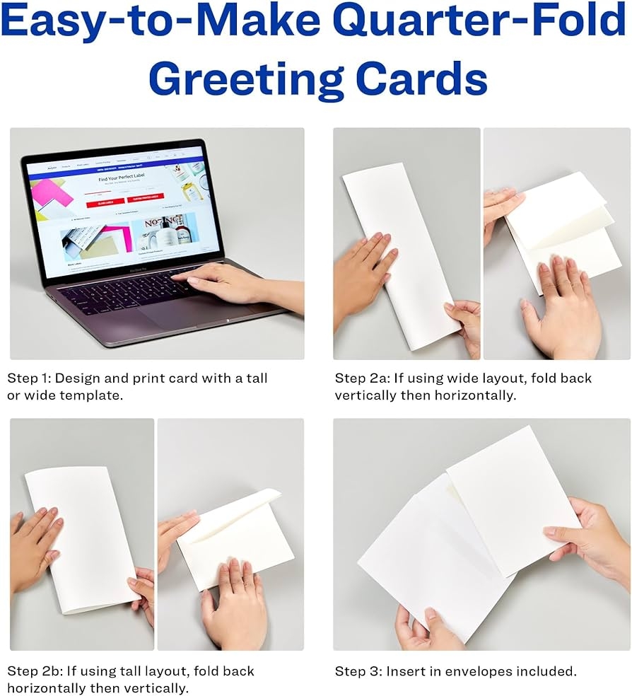 Amazon Avery Printable Greeting Cards Quarter Fold 4 25 X 5 5 Matte White 20 Blank Cards With Envelopes 3266 Blank Greeting Cards Office Products
