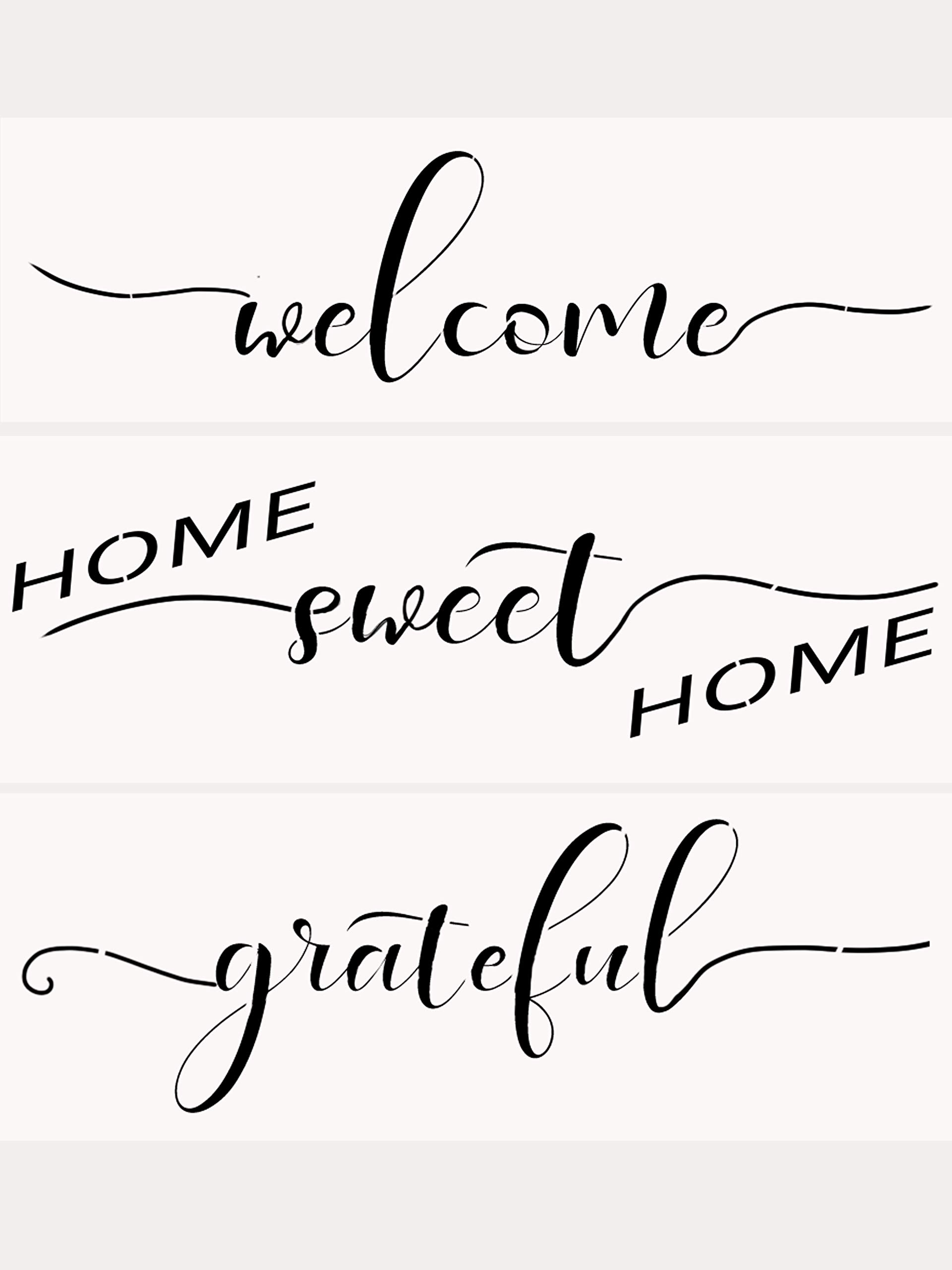 Amazon AZDIY Reusable Stencil Set Home Sweet Home Welcome Grateful Stencils Word Stencils For Painting On Wood Laser Cut Painting Stencil For Home D cor DIY Projects 