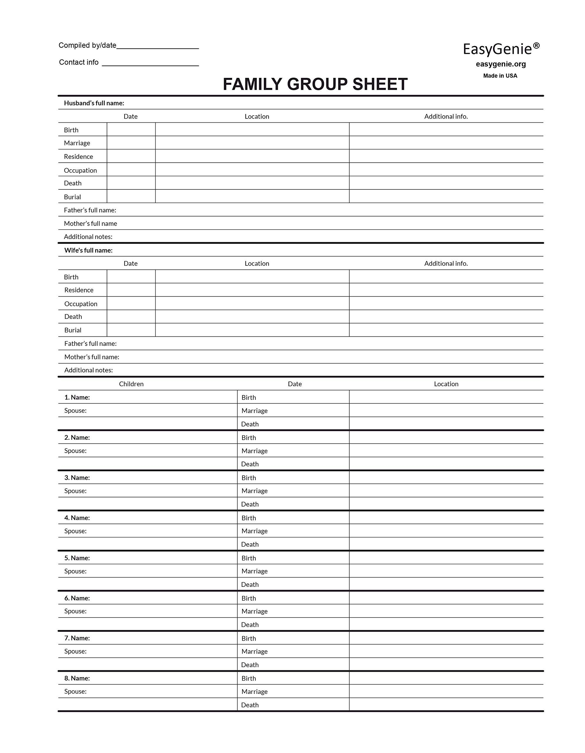 Amazon Blank Two Sided Family Group Sheets For Genealogists 7 Pack Archival Quality Genealogy Forms For Ancestry