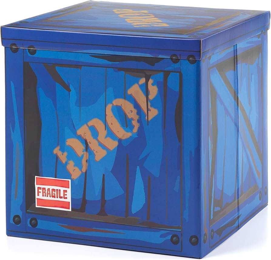 Amazon CampLiner Large Loot Drop Box Accessory 14 X 14 X 14 Goes With Merch Like Pickaxes Guns Costumes Perfect Decoration Gift For Gamers Boys Parties Home Kitchen