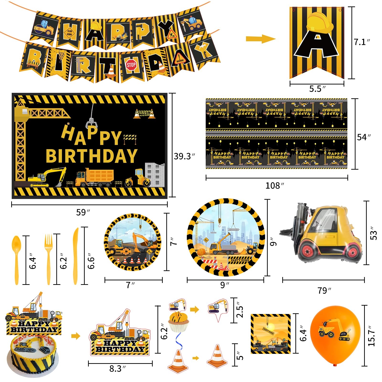 Amazon Construction Birthday Party Supplies Dump Truck Party Decorations Include Happy Birthday Banner Backdrop Tableware Set Tablecloth Cake Toppers Cupcake Toppers Latex Balloons Foil Balloons Toys Games
