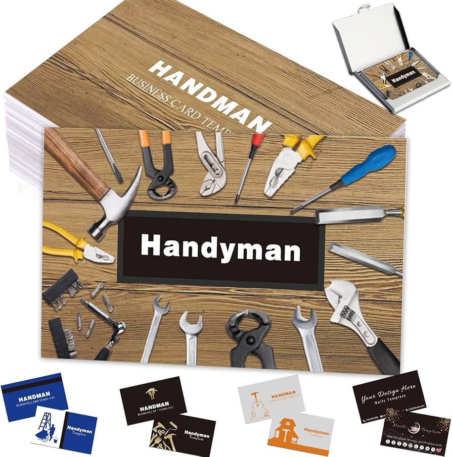 Amazon Custom Business Cards Customize With Logo QR Code Personalized Handyman Cards 1000 500 200 100 For Small Business Double Sided Printing Office Products