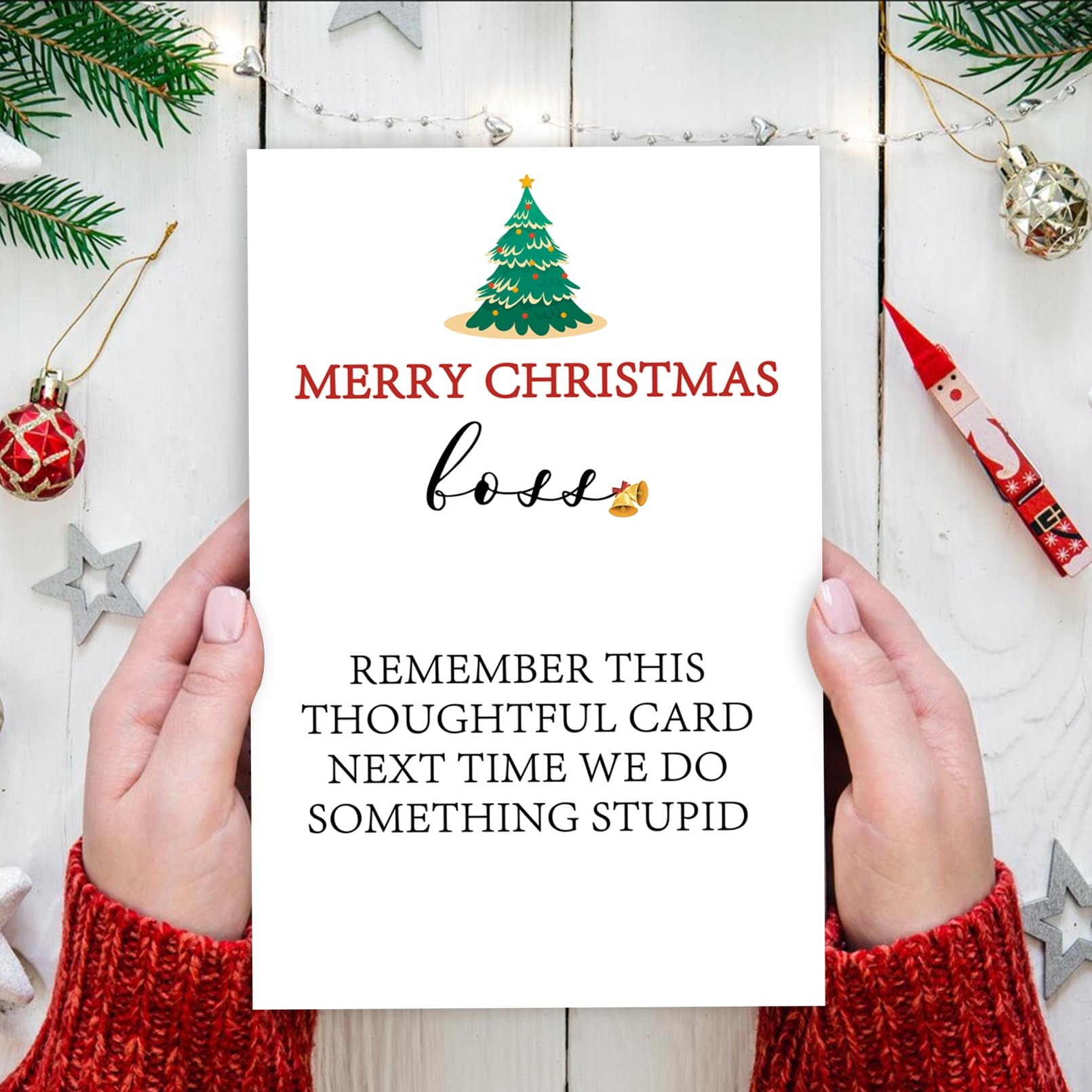Amazon Cute Boss Christmas Card Merry Christmas Boss Holiday Card Humorous Christmas Card For Boss From Group Employee Staff Funny Christmas Gift For Boss Man Lady Office Products