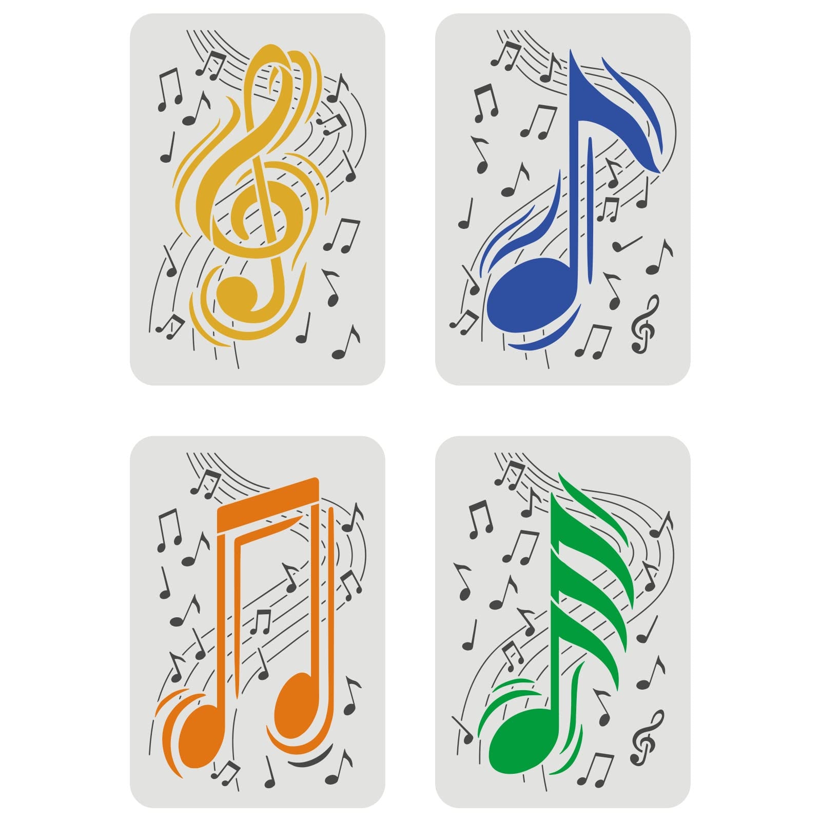 Amazon FINGERINSPIRE 4 Pcs Music Notes Stencil Set 11 7x8 3inch 4 Style Reusable Musical Stencil DIY Art Music Template Music Note Stencil For Painting On Wood Floor Furniture Wall And Paper 