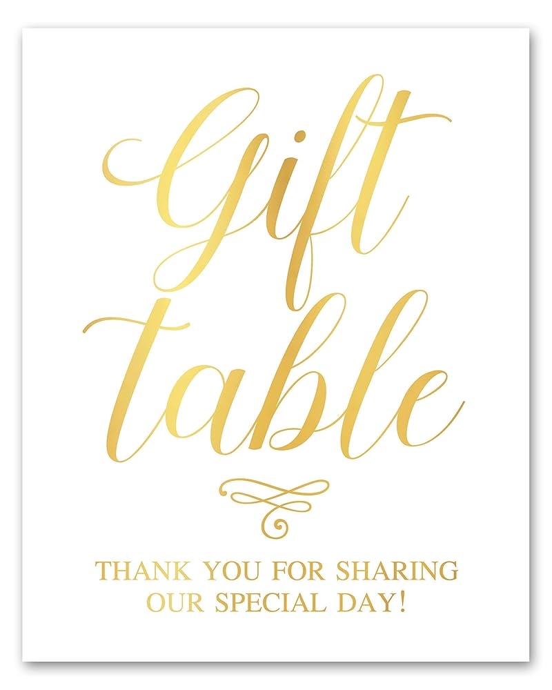 Amazon Gift Table Sign Gold Foil Print Wedding Signs Party Decorations Unframed Wall Art Poster Handmade Products