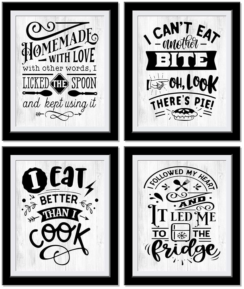 Amazon Kitchen Wall Decor Set Of 4 Cool Funny Kitchen Signs Wall Decor Motivational Kitchen Art Home Decor Funny Kitchen Decor 8 X 10 UnFramed Prints Home Kitchen