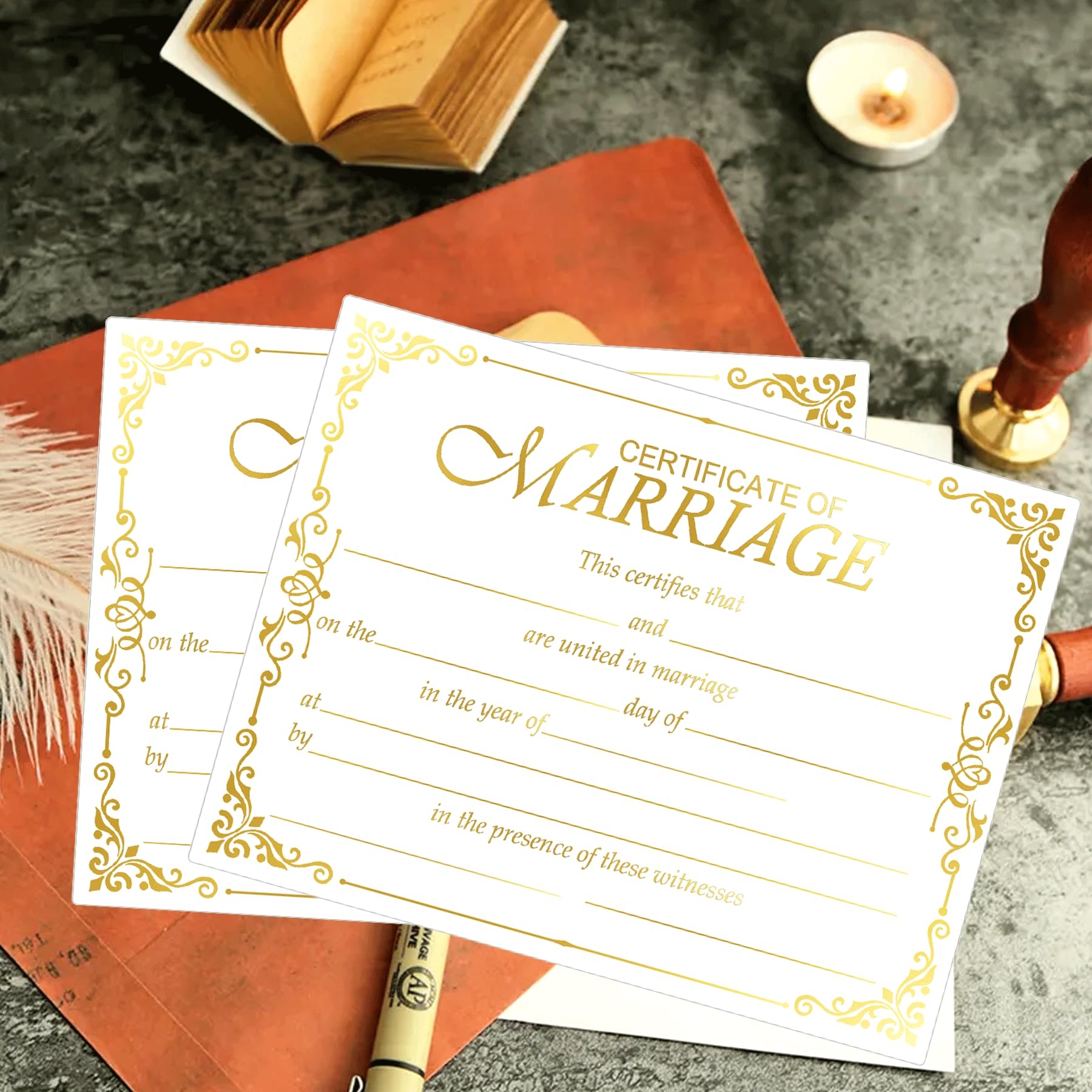 Amazon Marriage Certificates With Gold Foil Edges 11 X 8 5 Inch Blank Certificate Paper Wedding Certificates Blank Wedding Certificate For Wedding Ceremony Proposals 24 Pcs Gold Office Products