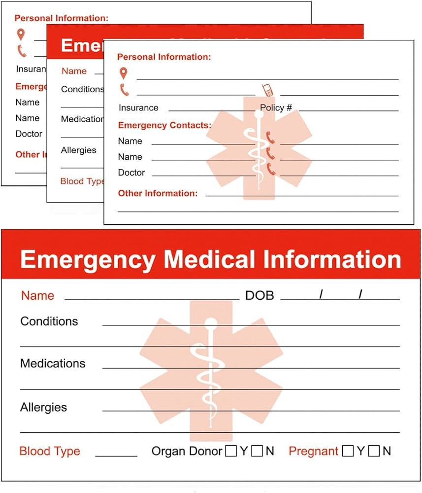 Amazon RXBC2011 Emergency Medical Information ID Card Pack Of 5 Office Products