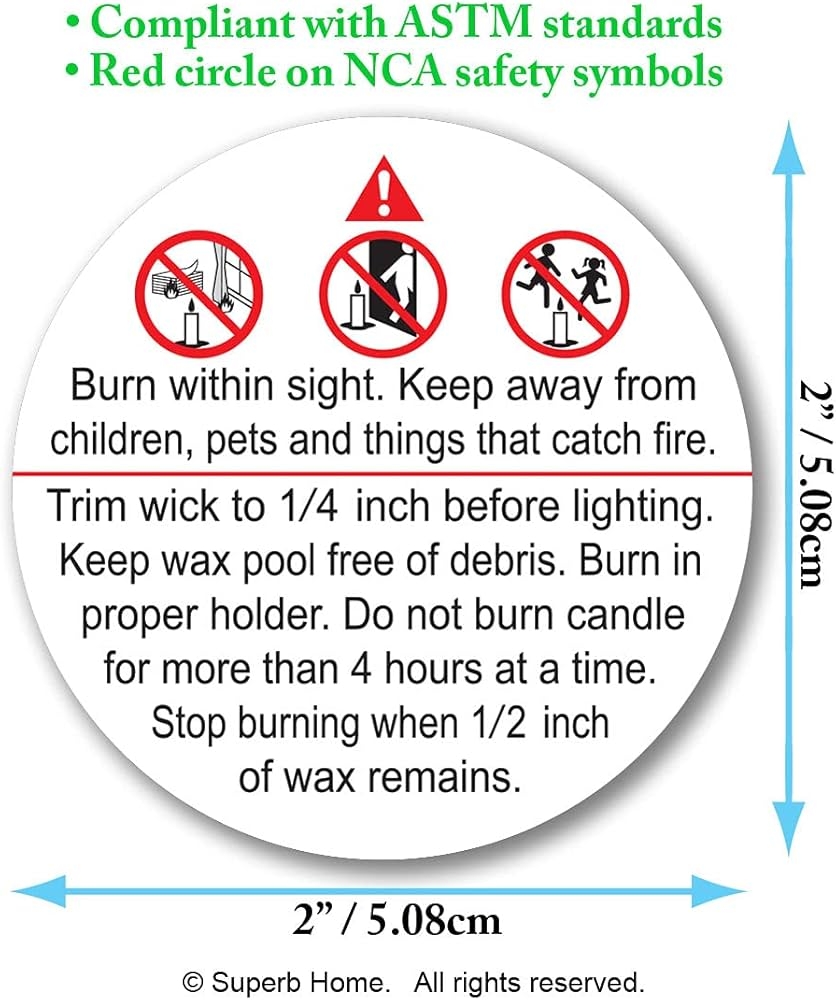 Amazon Superb Home 100 Pcs 2 ASTM Compliant Candle Warning Labels Stickers Waterproof Scratchproof Official NCA Safety Alert Symbols Big Text Soy Wax Candles Making Supplies Jars Tins Container Toys Games