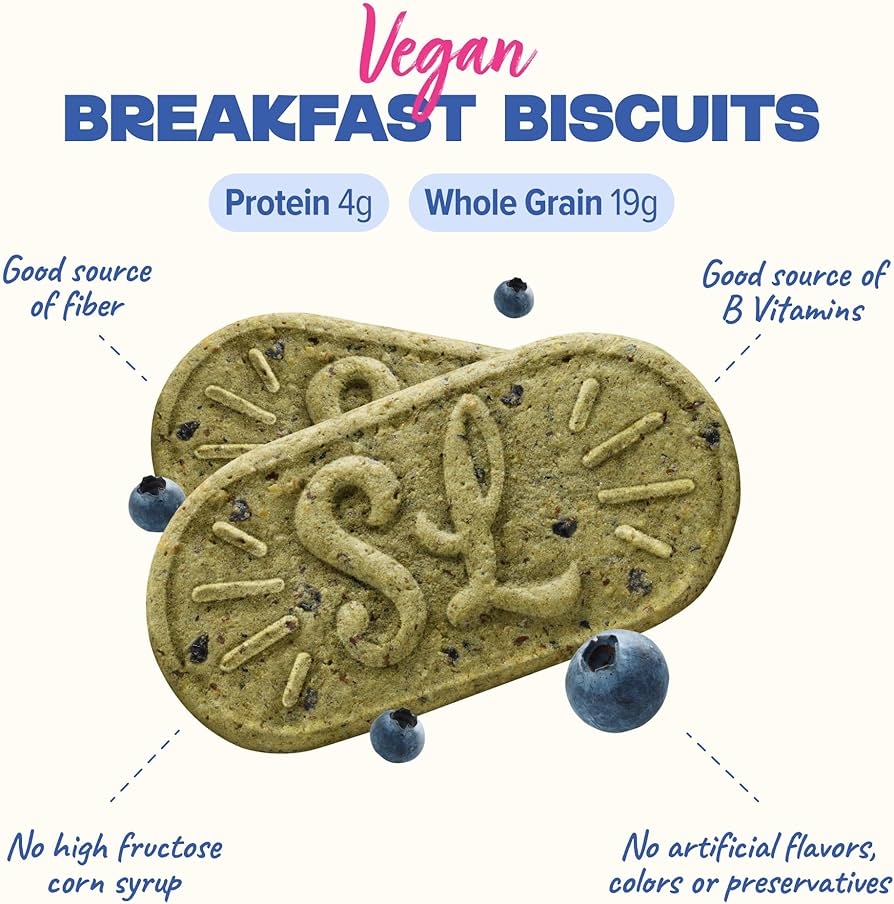 Amazon Sweet Loren s Vegan Breakfast Biscuits Blueberry 4g Protein 19g Whole Grains Plant Based Gluten Free Dairy Free Nut Free Snacks 6 Pack 30 Total Biscuits 1 6 Ounce Each Books
