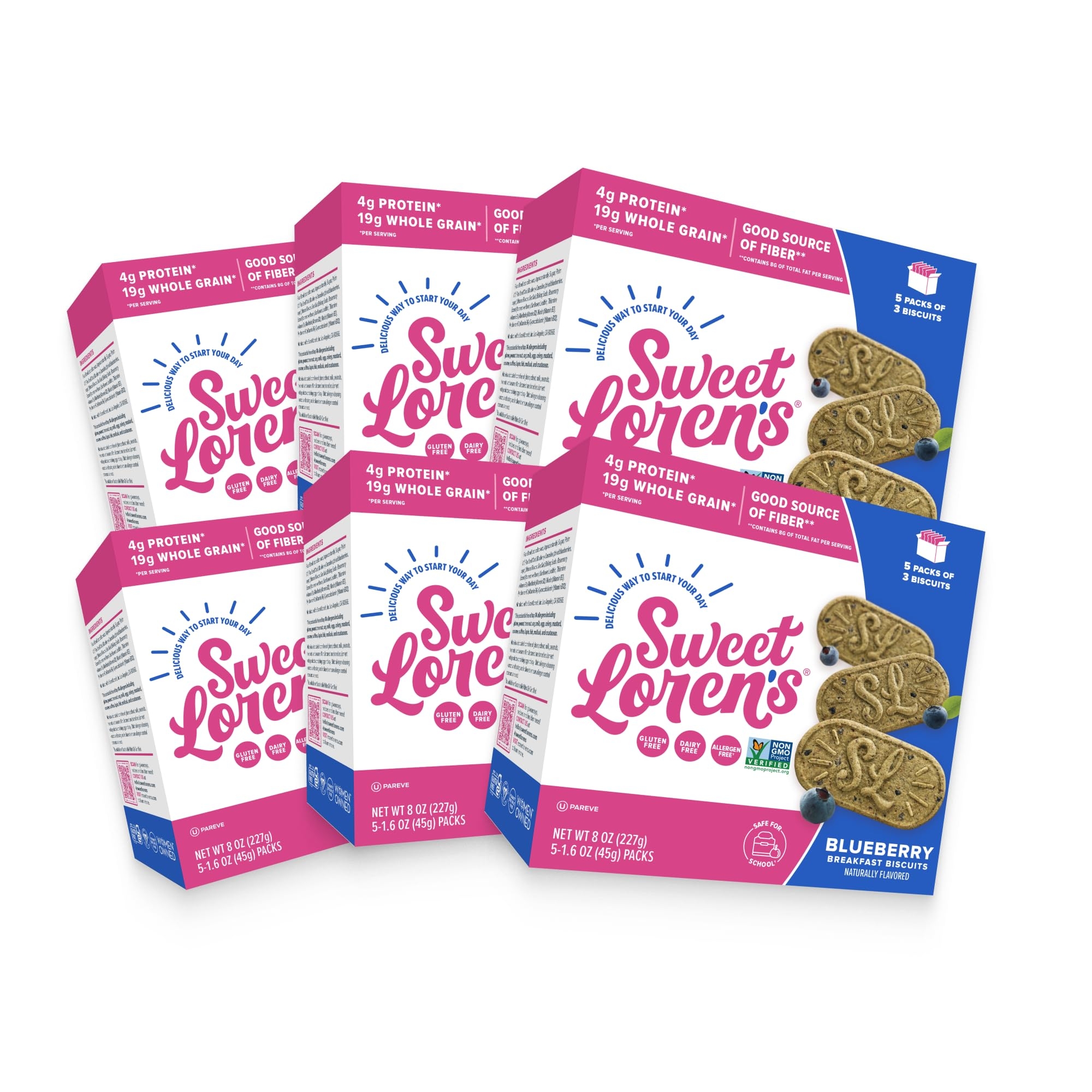 Amazon Sweet Loren s Vegan Breakfast Biscuits Blueberry 4g Protein 19g Whole Grains Plant Based Gluten Free Dairy Free Nut Free Snacks 6 Pack 30 Total Biscuits 1 6 Ounce Each Books
