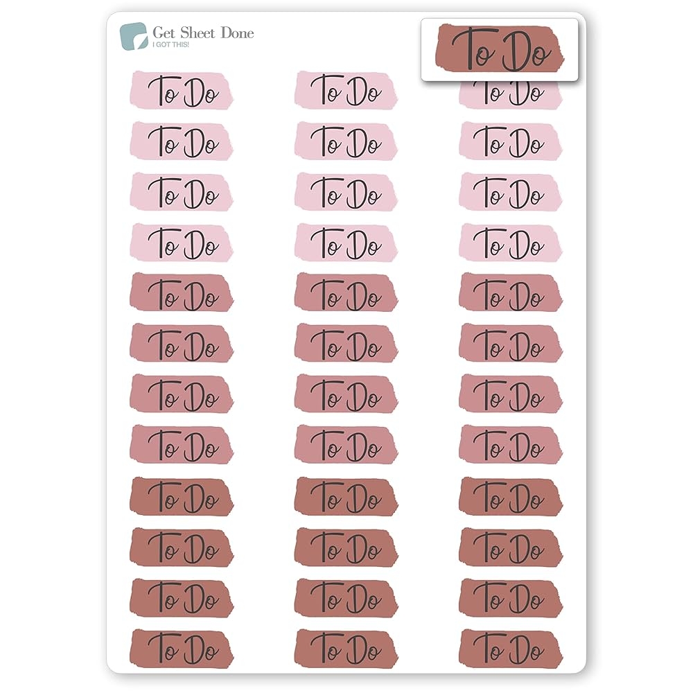 Amazon TODO Planner Stickers 36 Vinyl Stickers approx 1 Highlighted Text Script Chore List Essential Productivity Life Planner Stickers Bullet Bujo Journal ToDo To Do Appointments Handmade Products