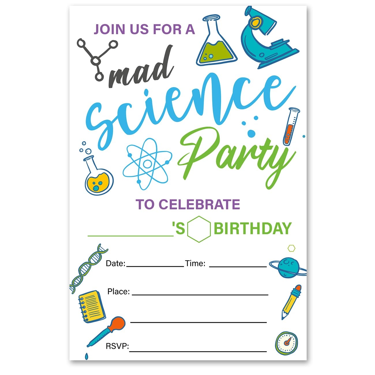 Amazon VAHATAN Science Birthday Party Invitations 20 Packs Mad Scientist Birthday Invites With Envelopes Mad Science Invitations Home Kitchen
