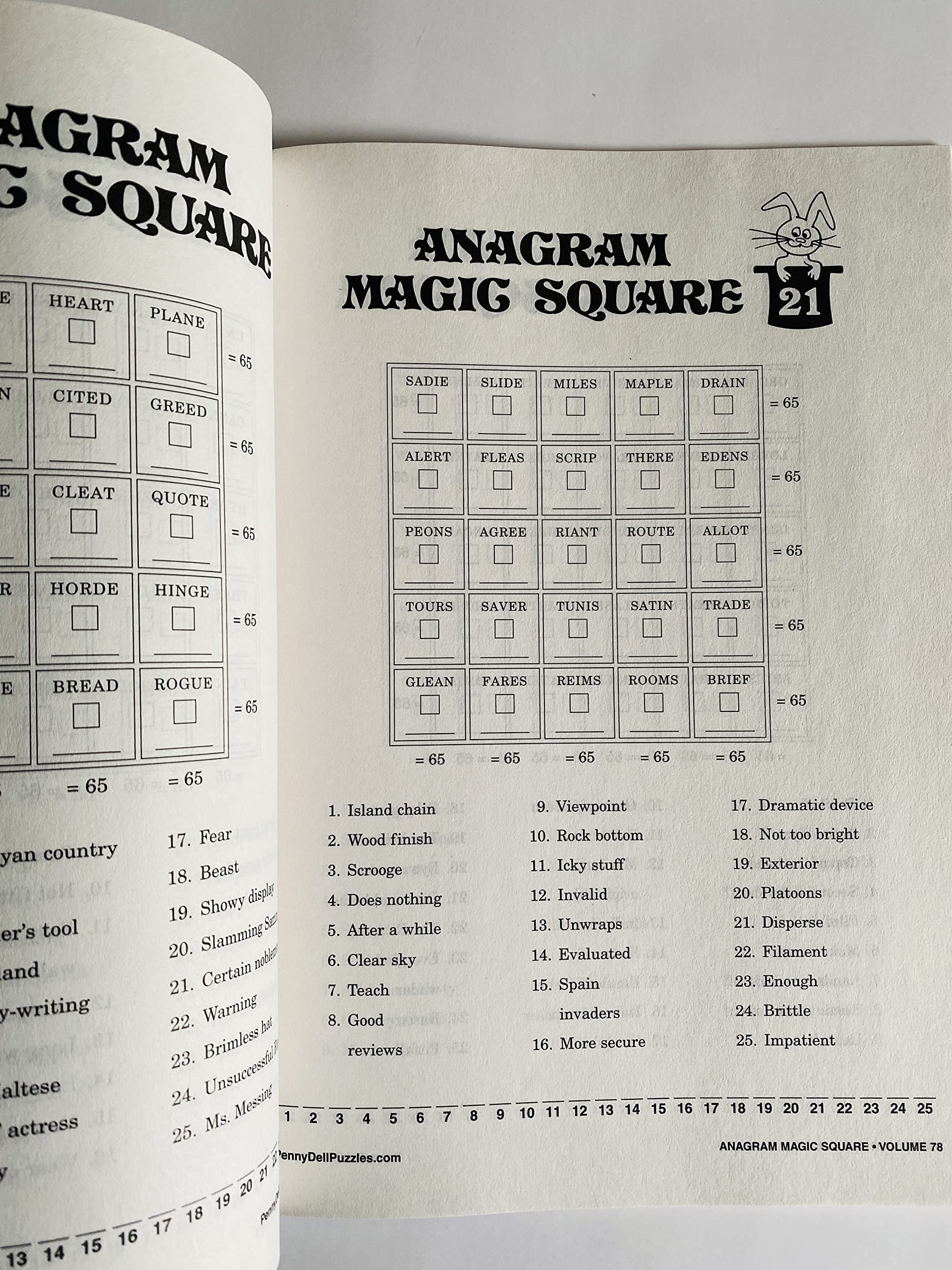 Amazon Volumes 77 And 78 Of Anagram Magic Squares From Penny Press Office Products
