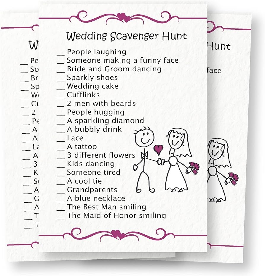 Amazon Wedding Scavenger Hunt For Kids 25 Sheets Wedding Day Activity For Kids At Reception 25 Sheets Home Kitchen