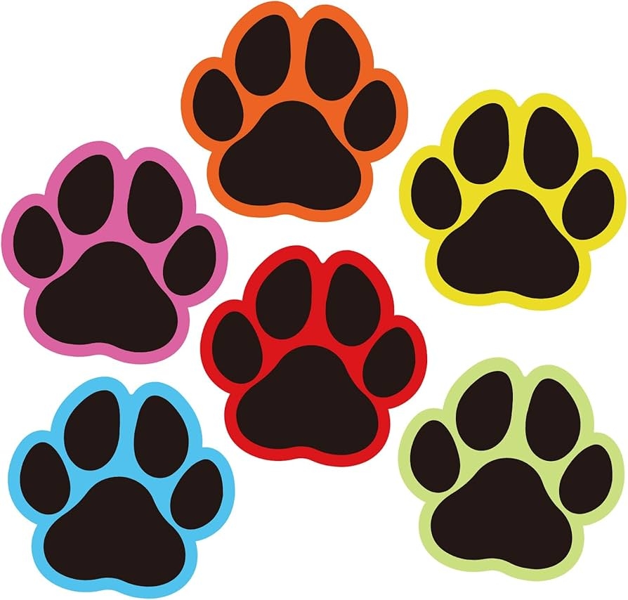 Amazon Whaline 48Pcs Paw Print Cutouts Dog Paw Print Shape Cut Outs Back To School Colorful Paw Cut Outs Bulletin Border Decor With Glue Point For Pet Party School Kids DIY Craft Project 