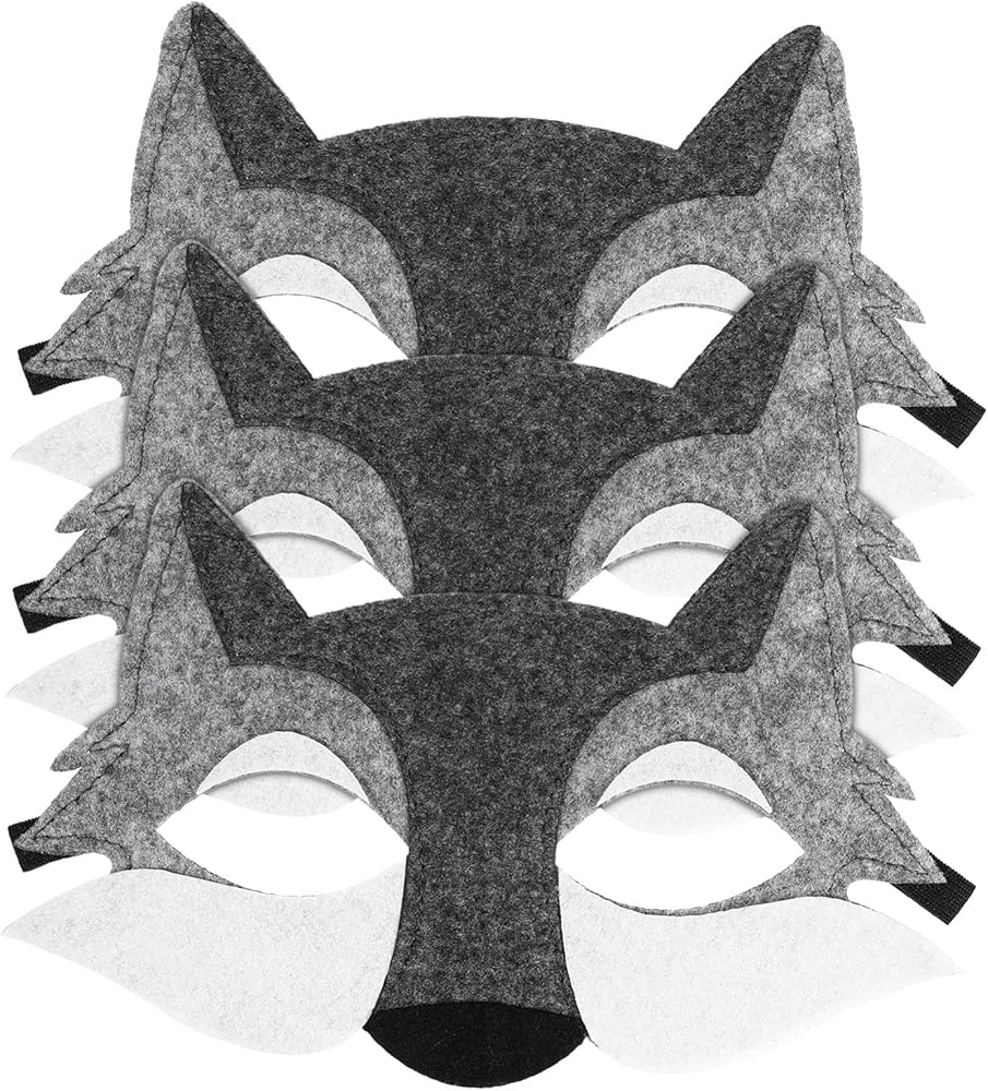 Amazon Wolf Animals Mask Felt Half Face Animal Masquerade Mask Creative Costume Animal Mask For Cosplay Costume Carnival Party Performance Kindergarten Activities Party Party Photography Props 3 Pcs Toys Games